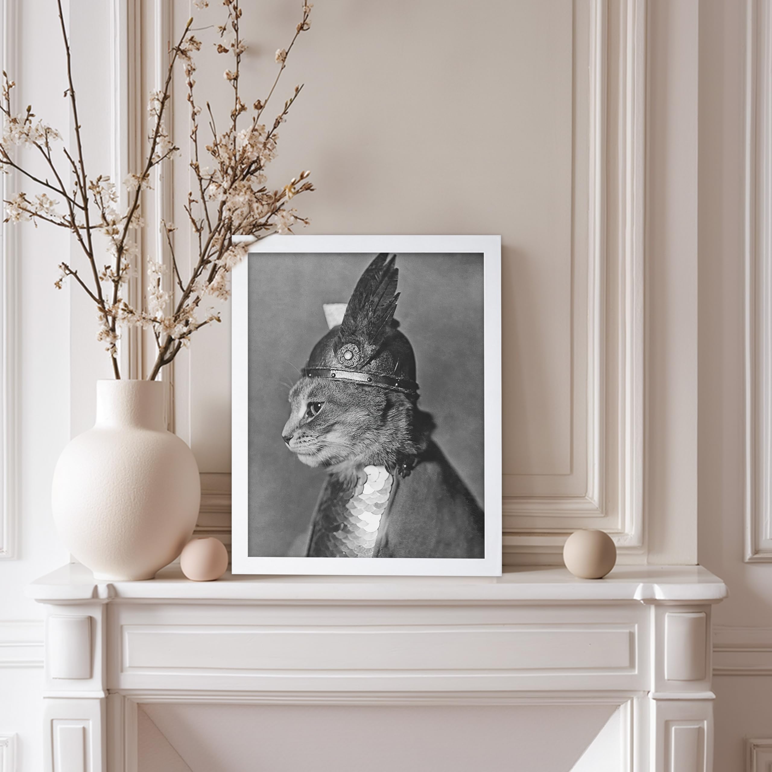 Poster Master Vintage Brunhilde the Cat Poster - Retro Armored Cat with Winged Helmet Print - Cat Art - Funny Gift for Him, Her,