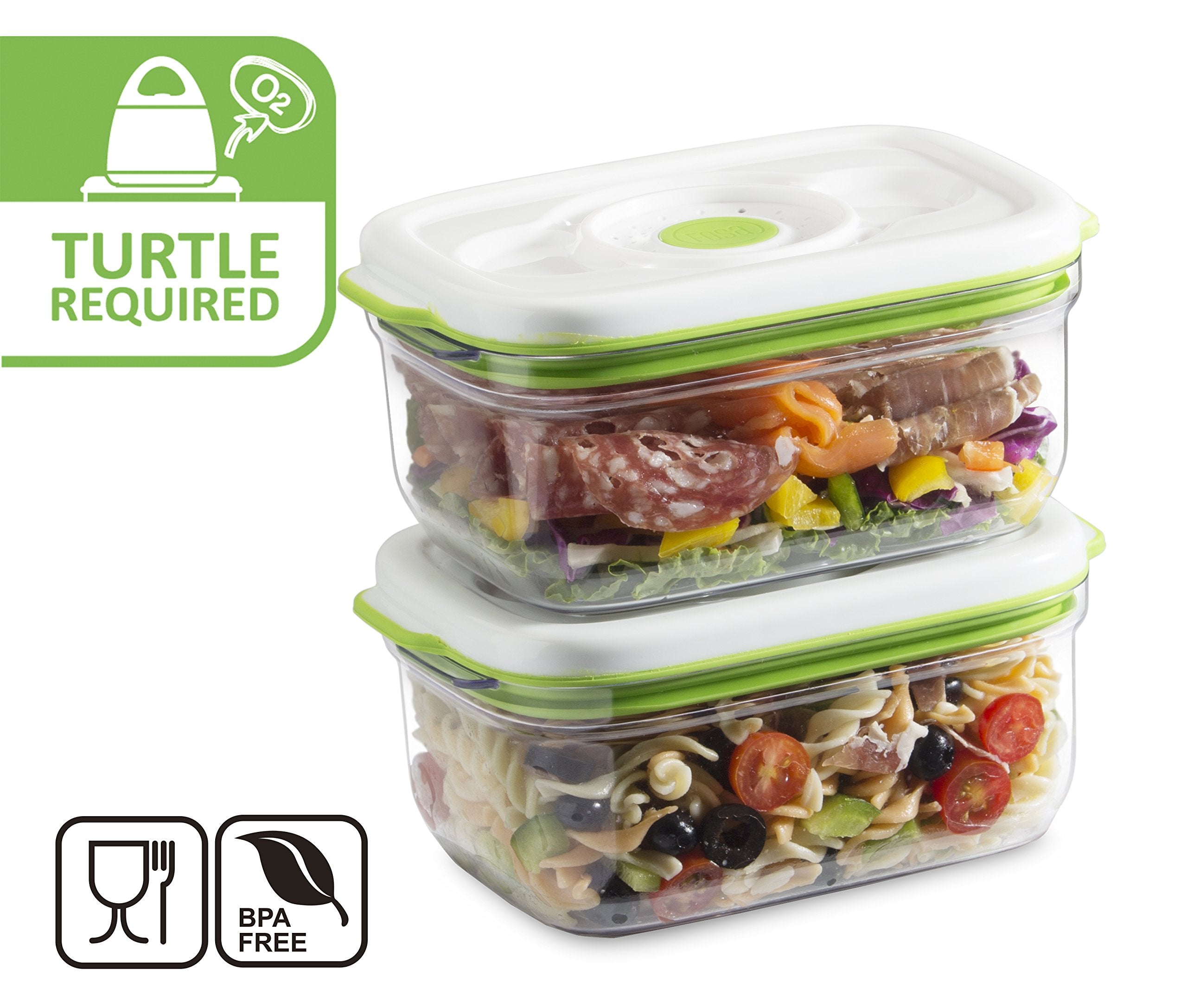 FOSA Vacuum Seal Food Storage System Reusable Medium Containers  2 pack  49 oz size (Vacuum Pump not Included)