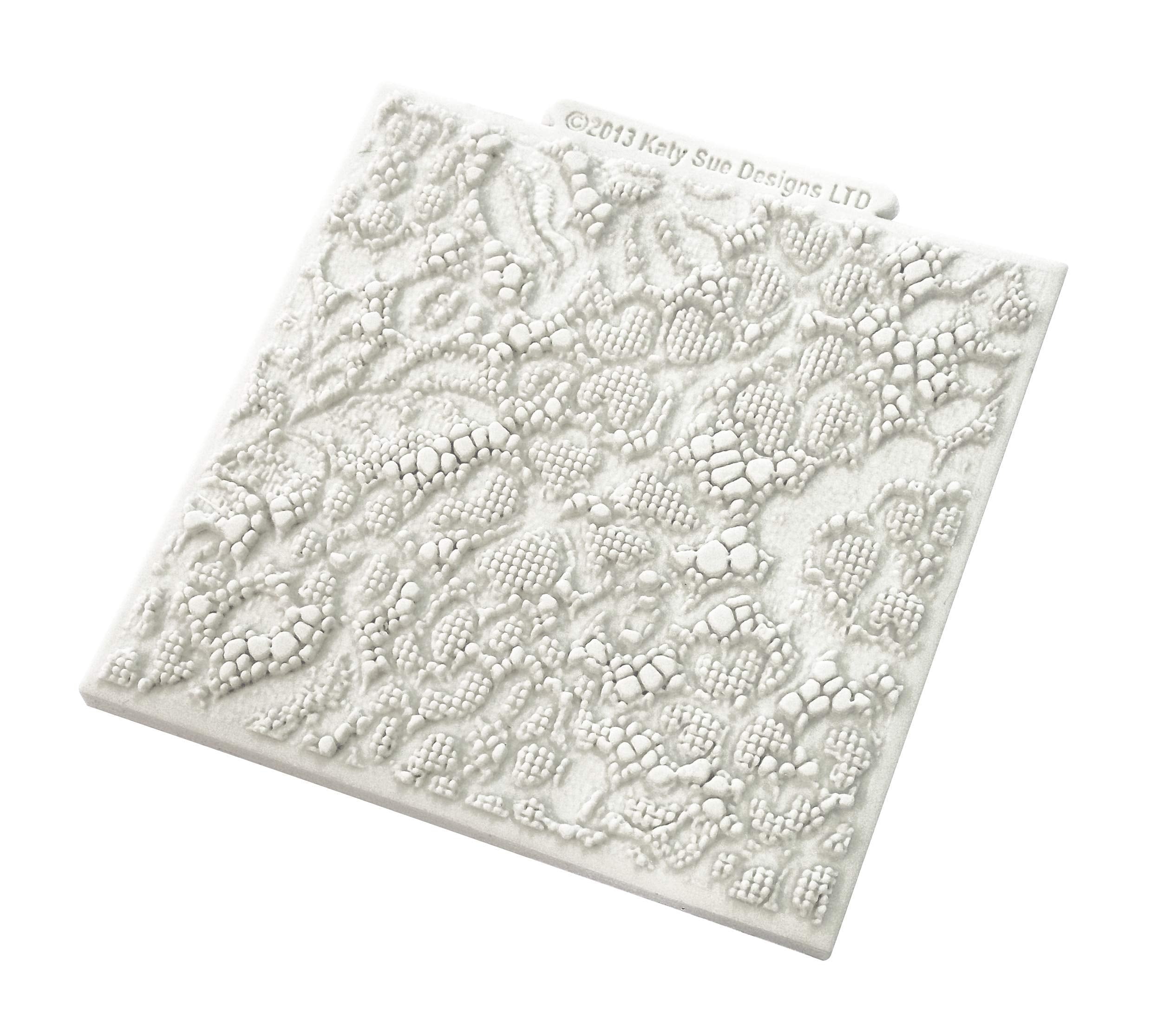 Katy Sue Royal Lace Silicone Mold For Cake Decorating & Craft - Creates A Lace Texture Pattern, Mold Size 4.02 X 4.02 X 0.16 Inc