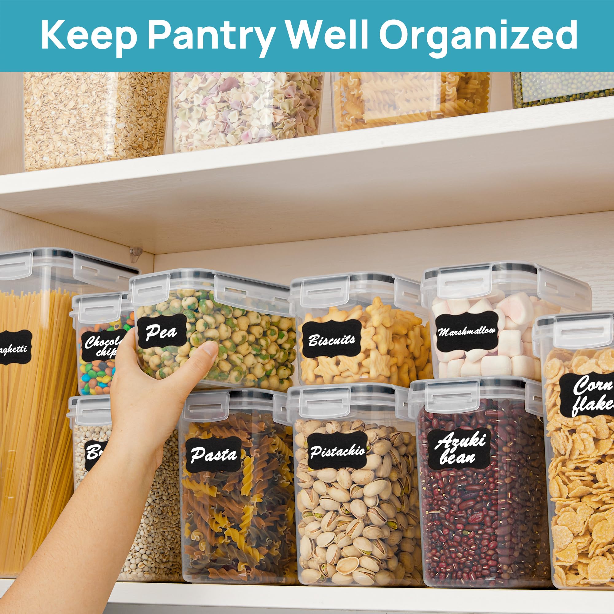 Vtopmart Airtight Food Storage Containers Set With Lids, 15Pcs Bpa Free Plastic Dry Food Canisters For Kitchen Pantry Organizati