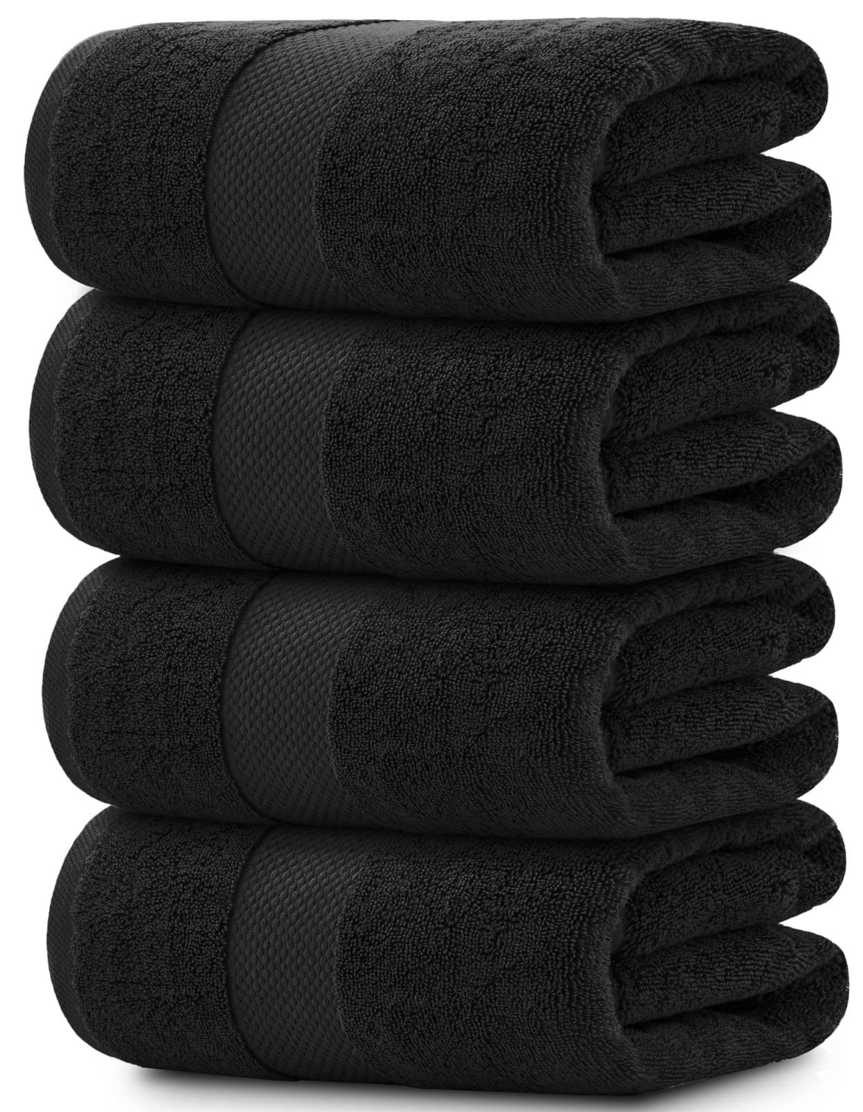 White Classic Luxury Black Bath Towels Extra Large | 100% Soft Cotton 700 Gsm Thick 2Ply Absorbent Quick Dry Hotel Bathroom Towe