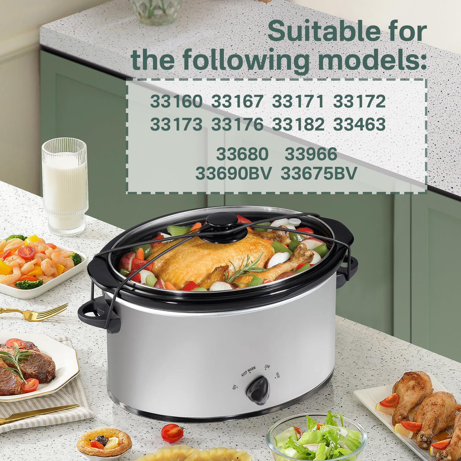 Black Lid Latch Strap Rubber Band 6,7,8 Quart Compatible For Hamilton Beach Crock Pot Slow Cooker Wht