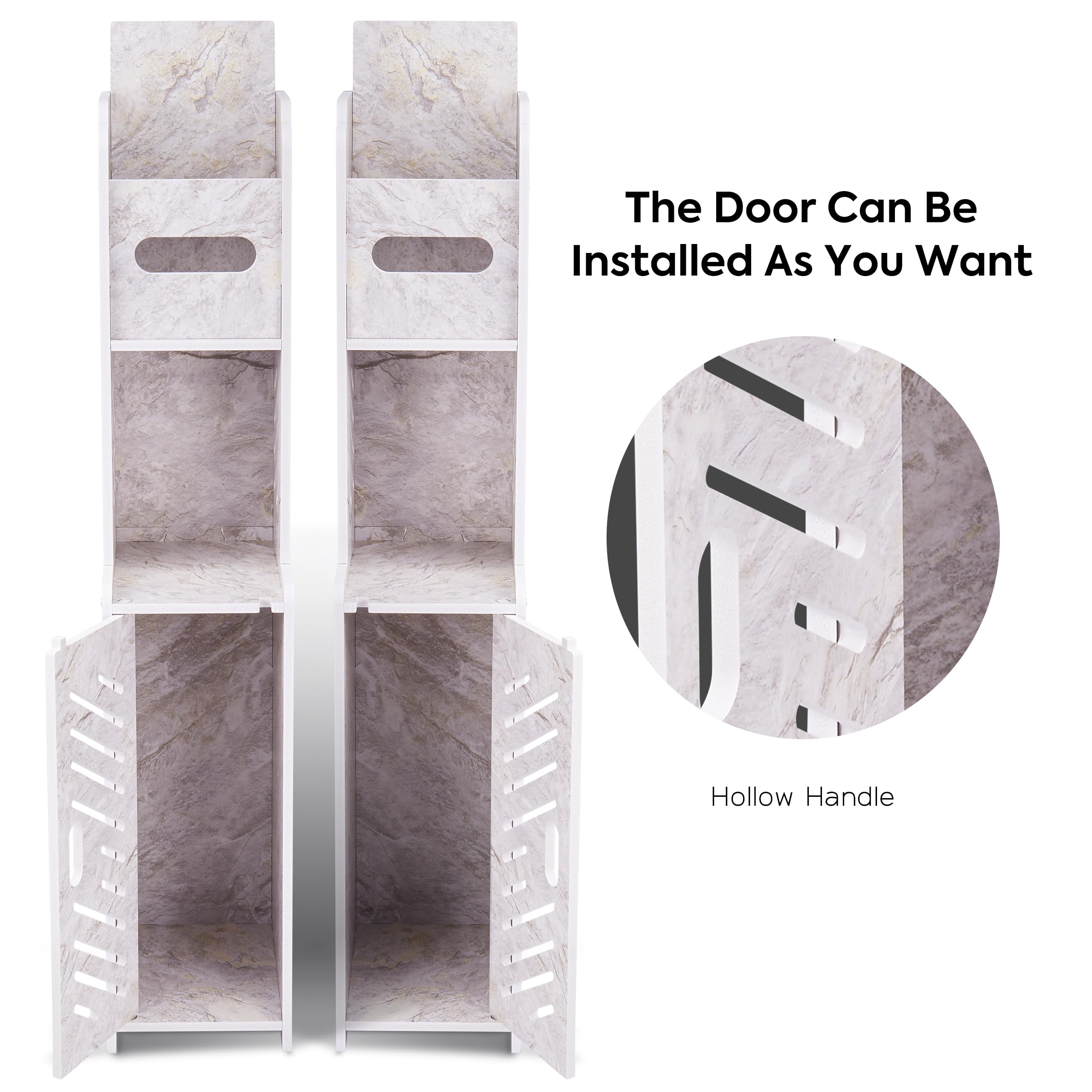 Doxo Small Bathroom Storage Cabinet, Behind Toilet Bathroom Organizer, Narrow Toilet Paper Cabinet For Restroom (Marble White)