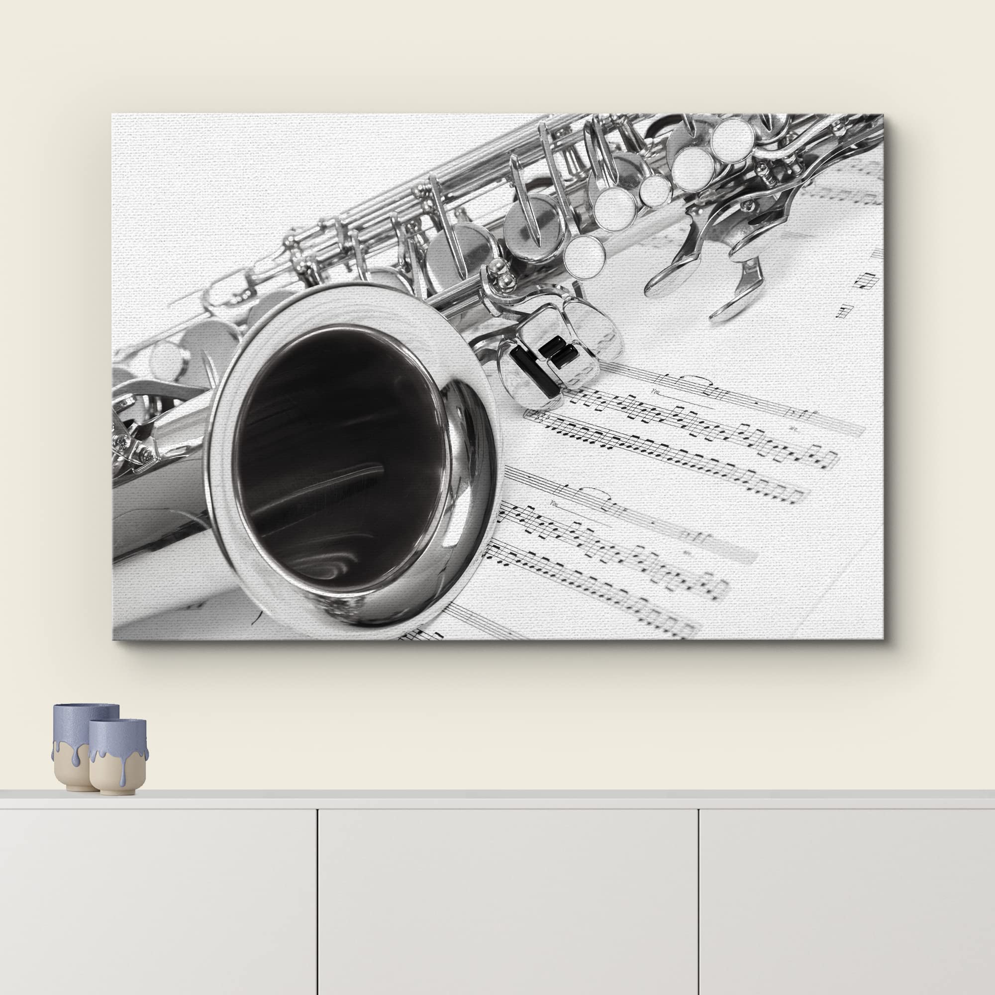 Wall26 Canvas Print Wall Art Black White Drum Set Cymbals Percussion Music Instruments Photography Realism Decorative Concert Mu