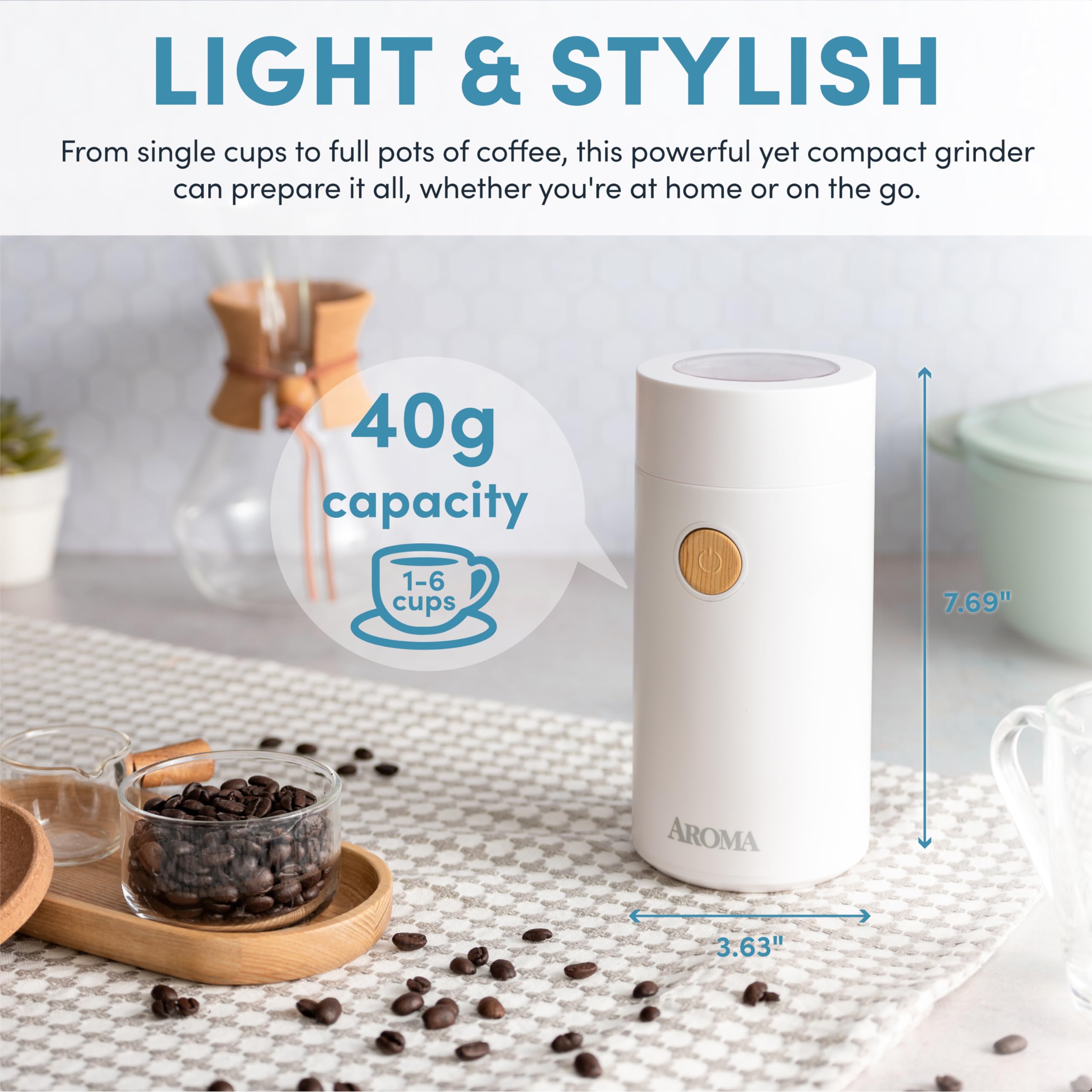 Aroma Housewares Mini Coffee Grinder And Electric Herb Grinder With 304 Stainless Steel Grinding Blades And A See-Through Lid (4