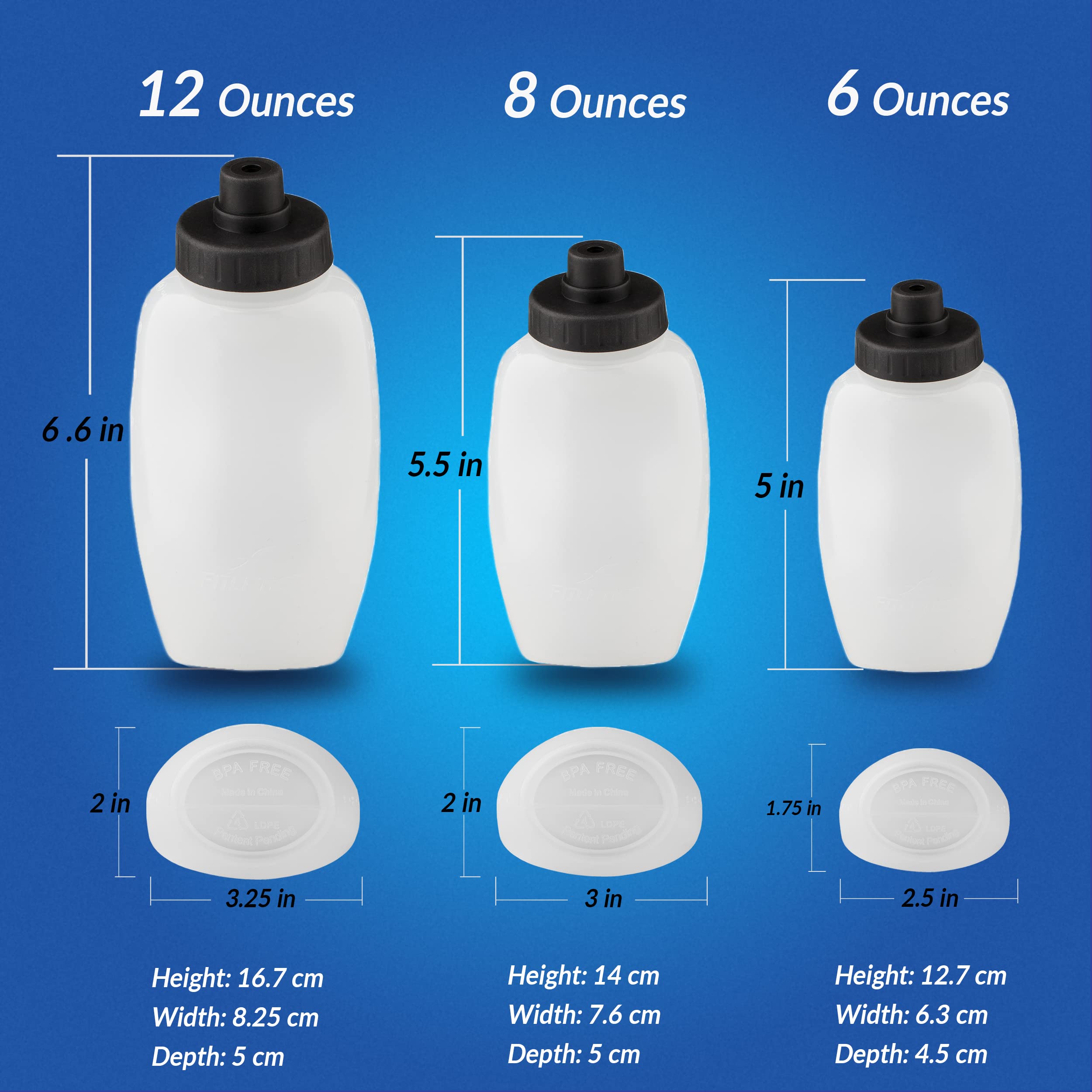 Fitletic Running Water Bottle Pair 6 Oz Black Cap  Replacement Bottle  Hydration Bottle  RB06-01