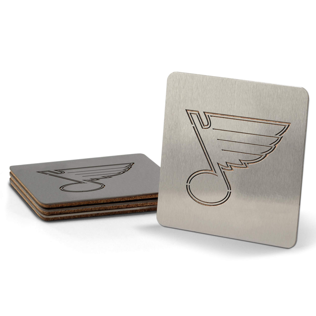 Youthefan Nhl St. Louis Blues Boasters, 4-Piece Coaster Set , Stainless Steel, 4'' X 4''
