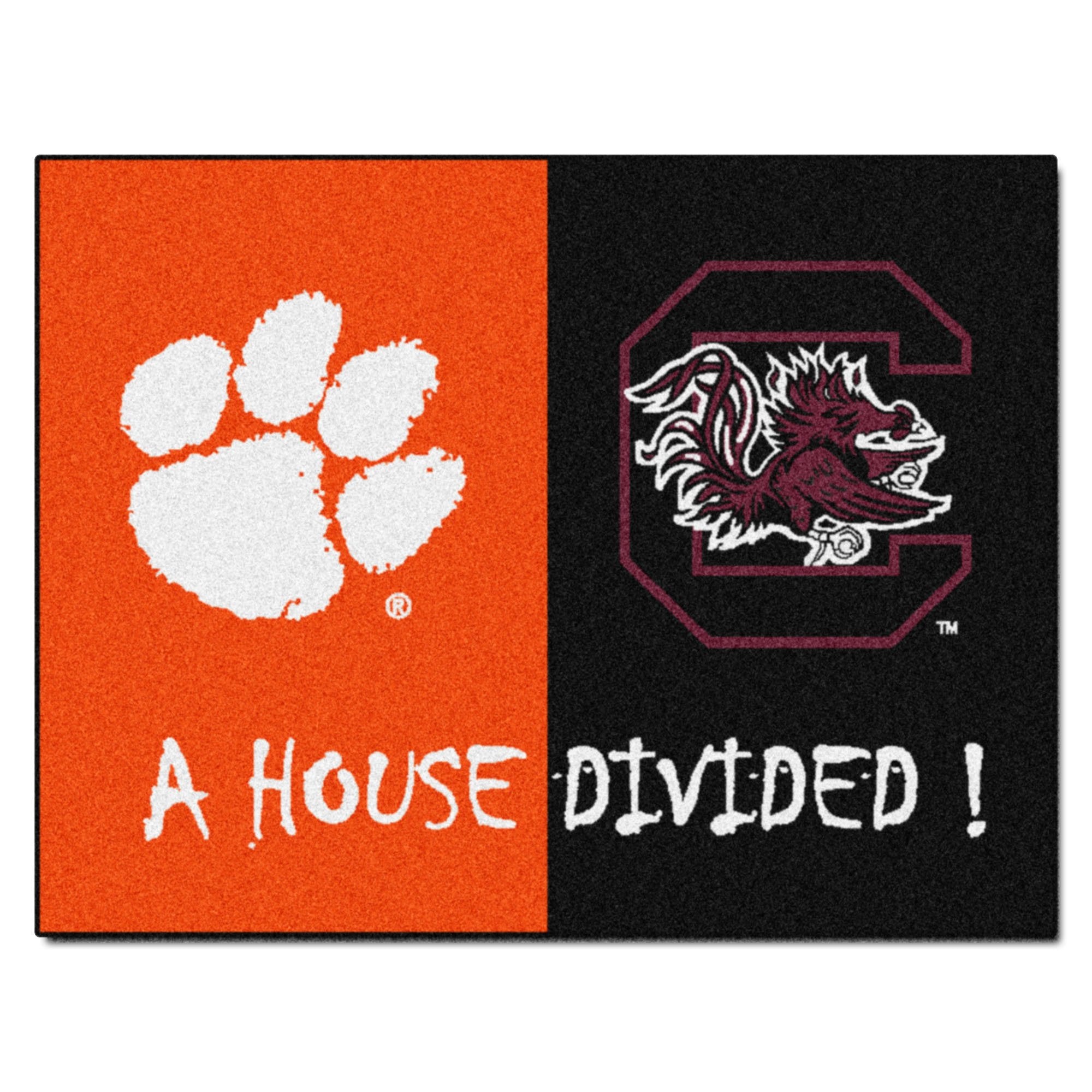 Fan Mats House Divided: Clemson/South Carolina House Divided Mat/33.75x42.5