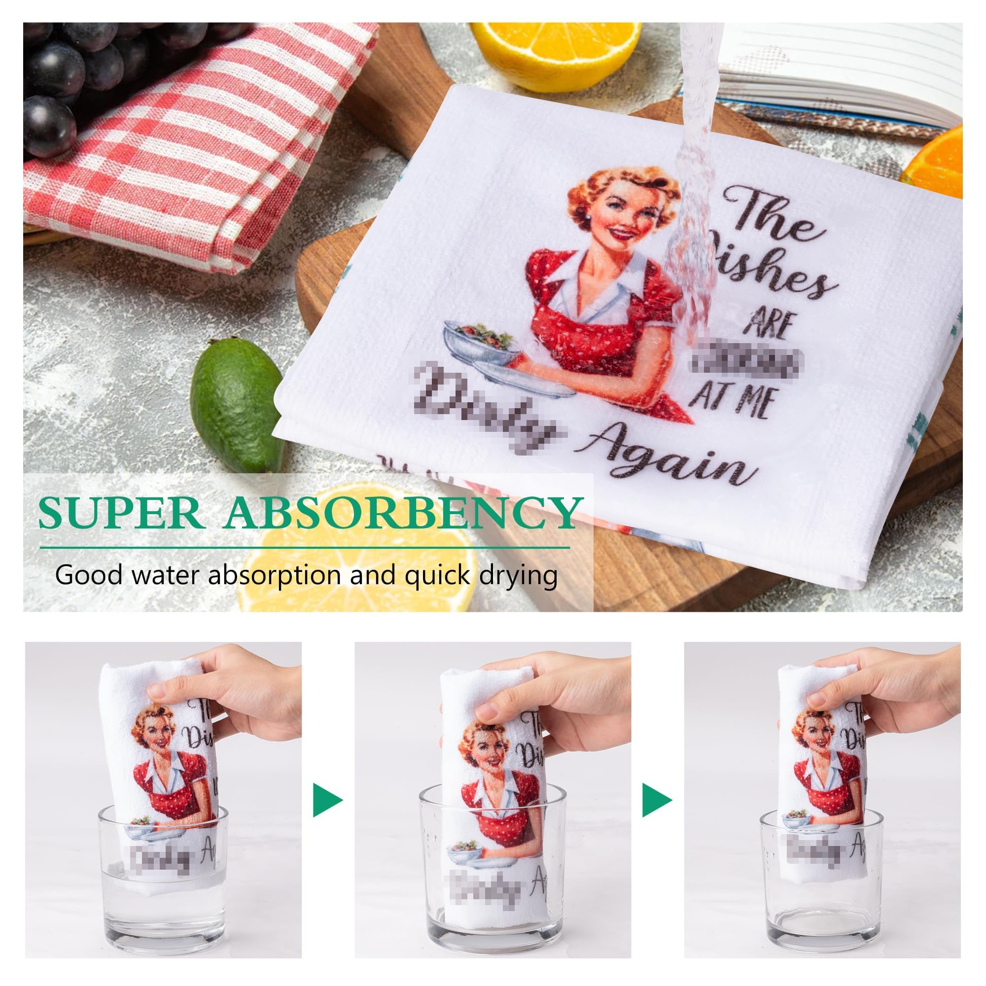 R HORSE 5Pcs Kitchen Dish Towels, Absorbent Polyester, Joked Themed, Small, Hilarious Hand Towels for Hostess, Mom, Housewarming Gift