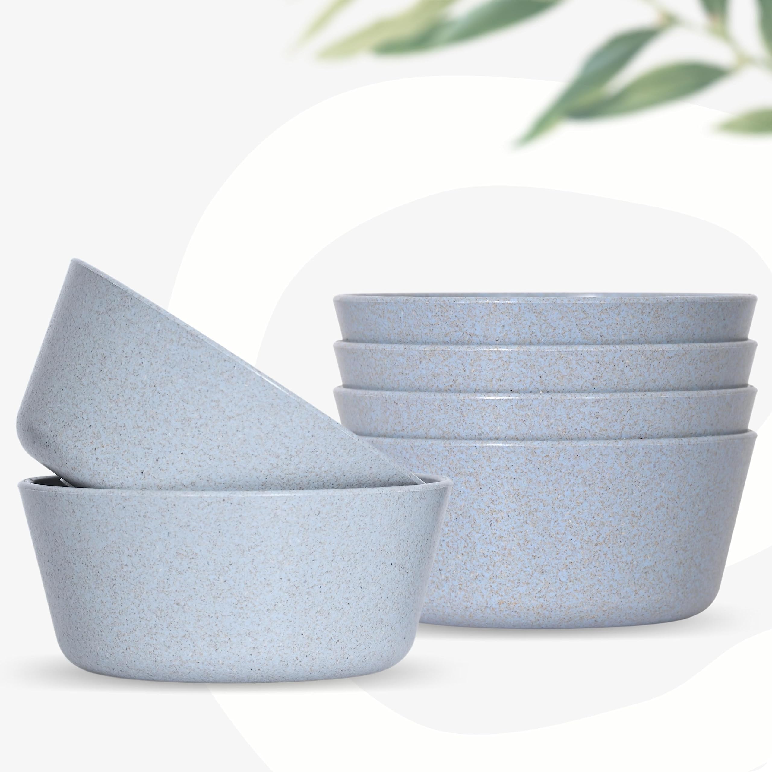 Eha Set Of 6 Earth-Friendly Small Curry Bowls For Kitchen | 175 Ml | Made With Bamboo Fibers & Rice Husk | Microwave Safe Bowl (