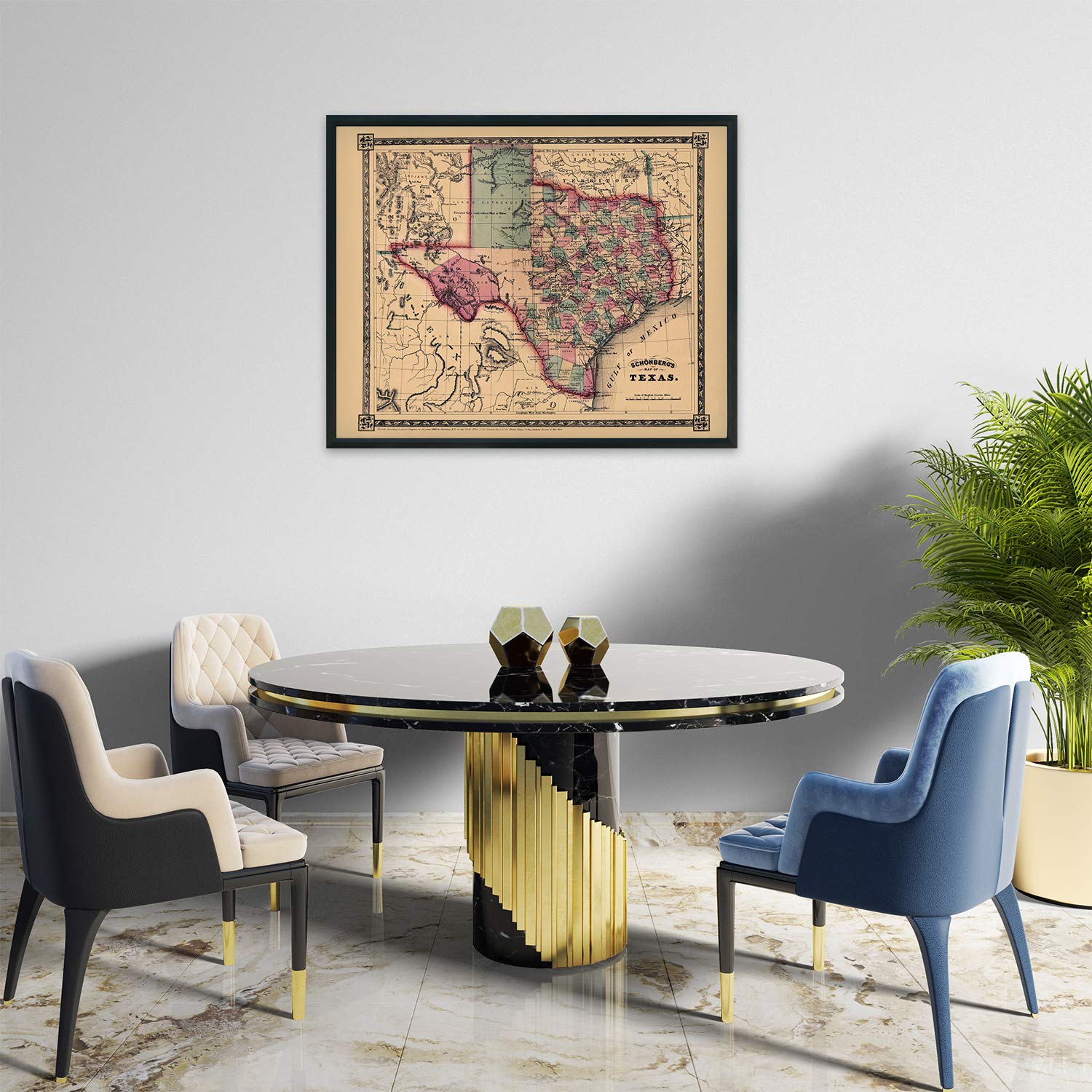 Historix Vintage 1866 Texas Map Poster - 24 X 30 Inch Vintage Texas Map - Texas Map Wall Art - Old Texas Map - Historic Texas Ma