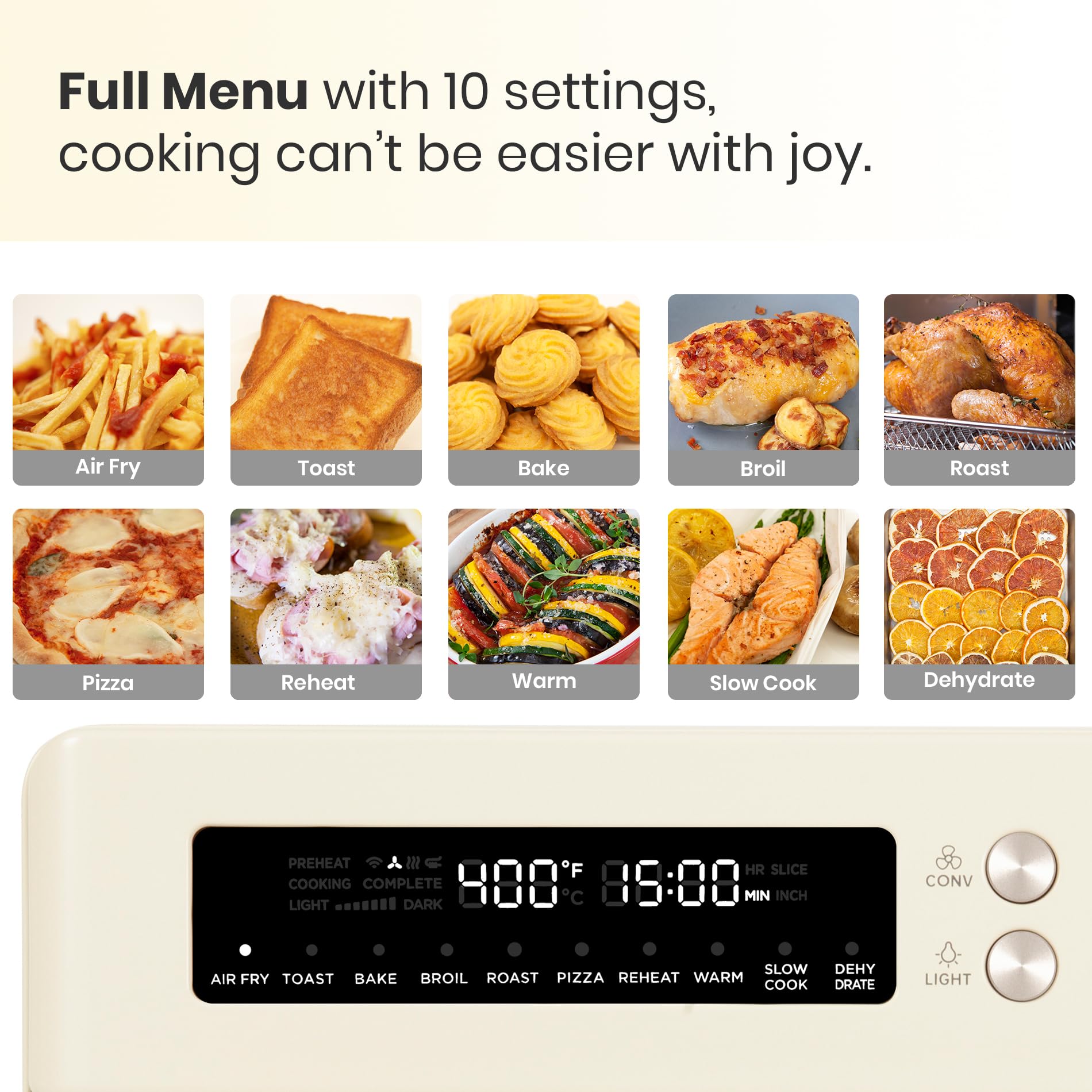 Val Cucina Retro Style Infrared Heating Air Fryer Toaster Oven, Extra Large Countertop Convection Oven 10-In-1 Combo, 6-Slice To