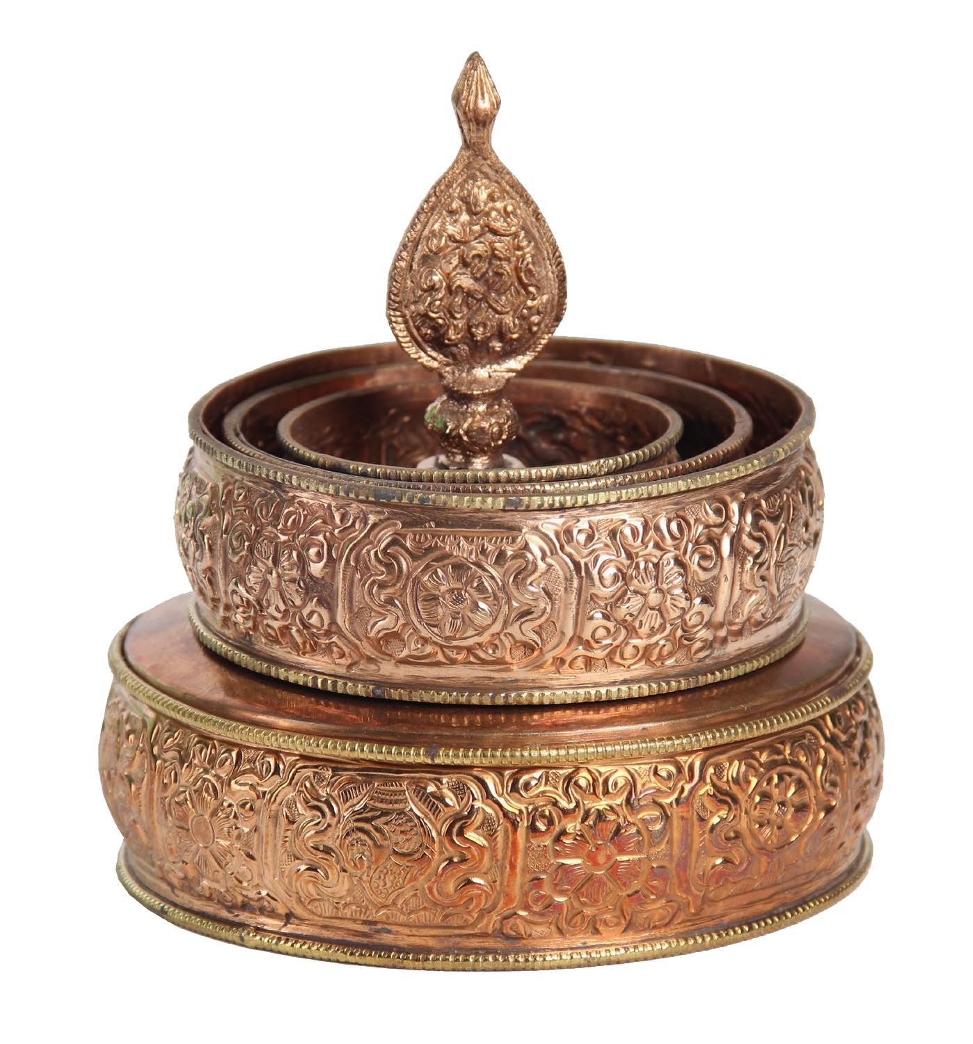 DharmaObjects Tibetan Copper Offering Mandala Set 5.5 Diameter