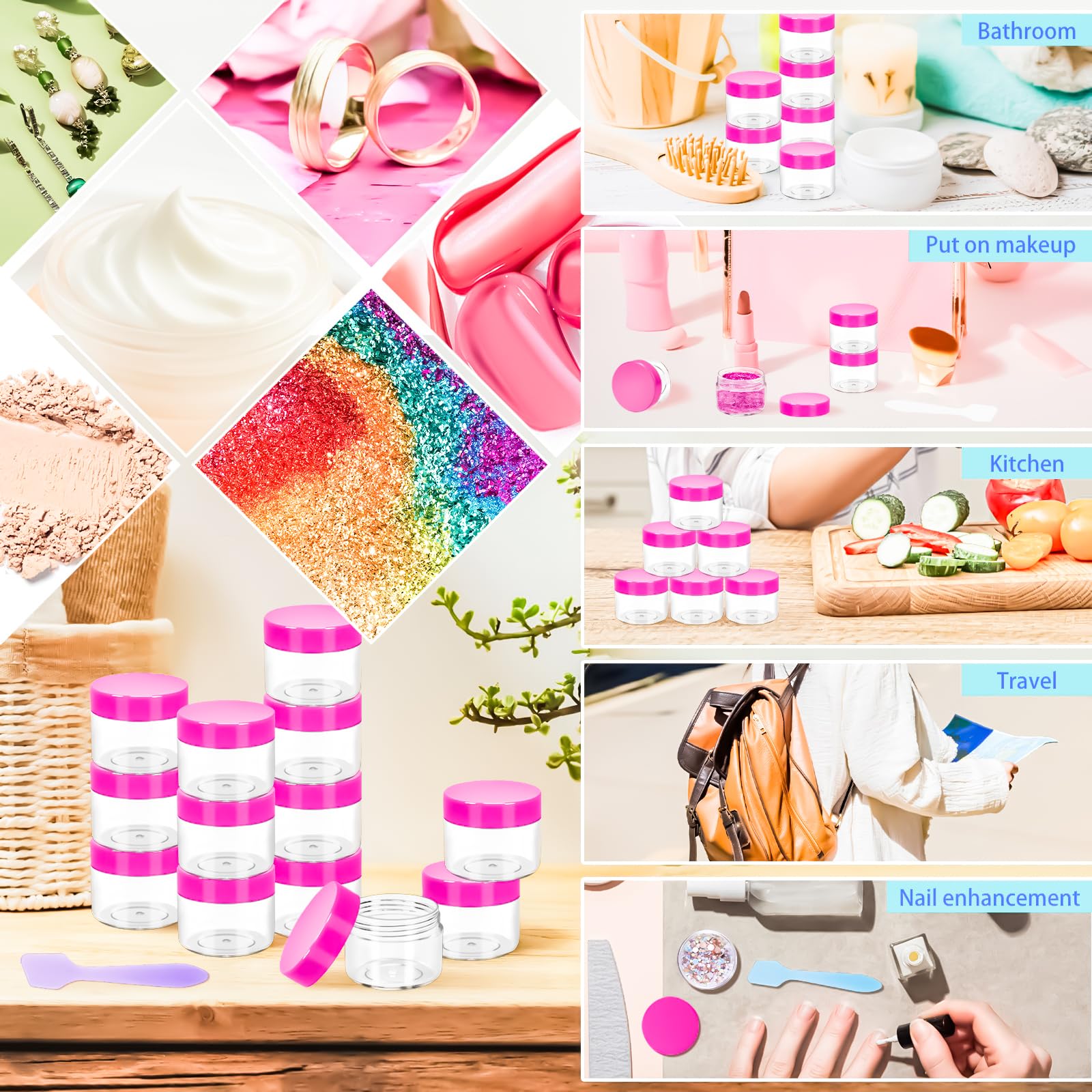Motbach 35Pack 20G Small Plastic Cosmetic Containers With Lids, 0.7Oz Plastic Makeup Containers Jars With Spatulas, 20Ml Sample
