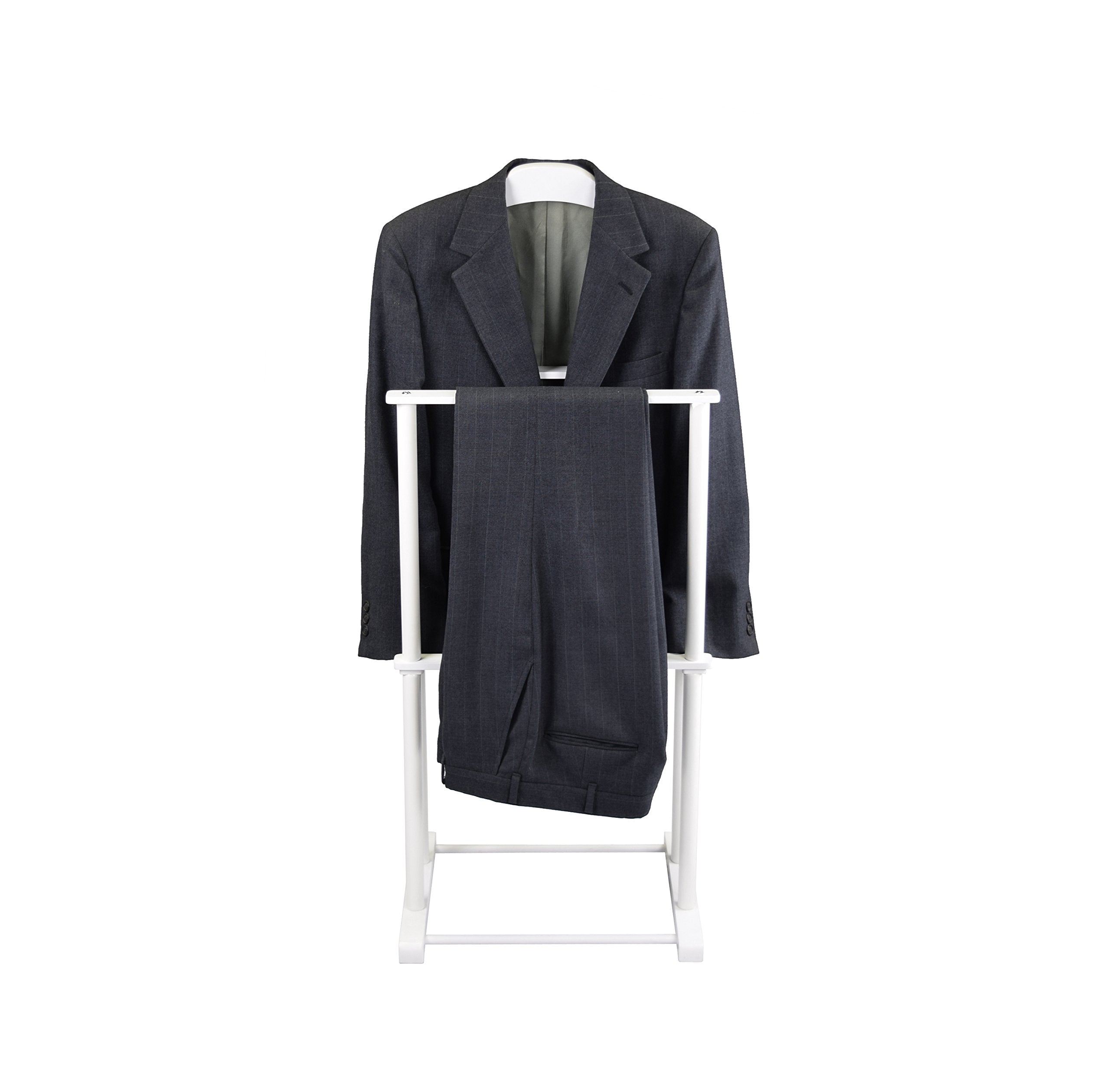 Proman Products Sakura Twin Valet With Wooden Hanger, Trouser Bar & Tie Bar, White