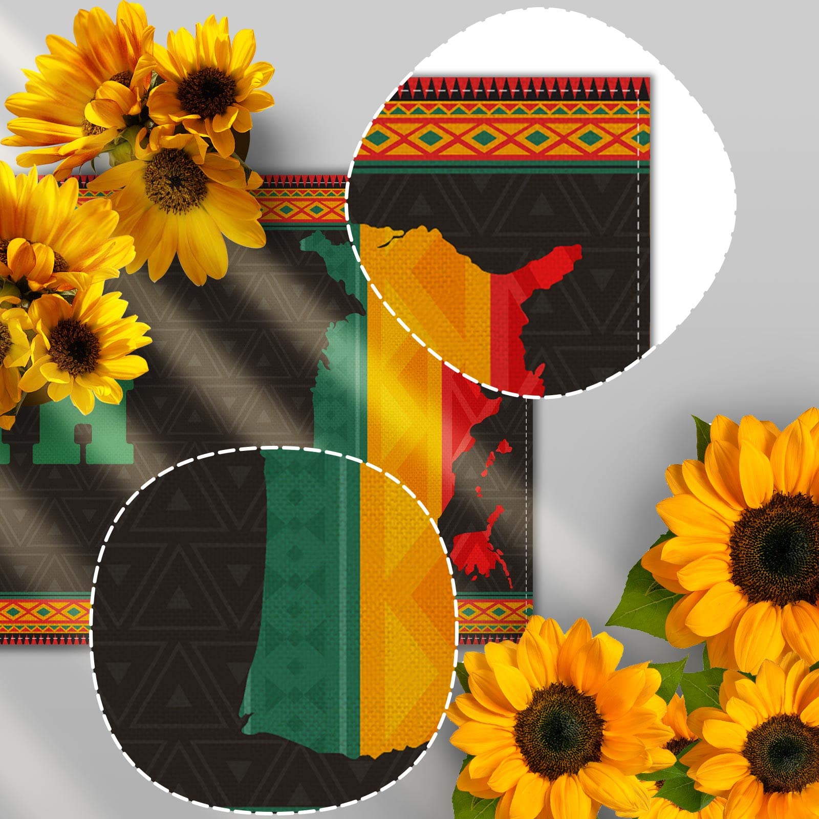 Nepnuser Linen Black History Month Table Runner February African American Party Dining Room Kitchen Table Indoor Outdoor Decorat