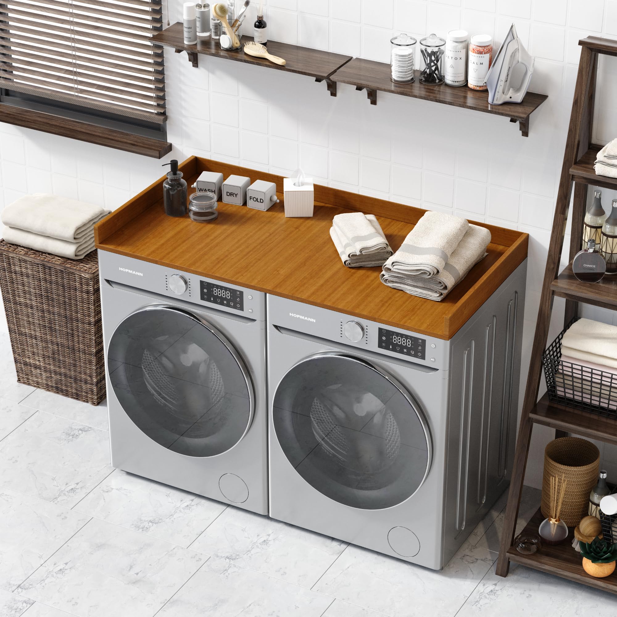 OfficeSimpli Washer Dryer Countertop, Black, 27.5" x 54", Non-Slip Pads, Made in USA
