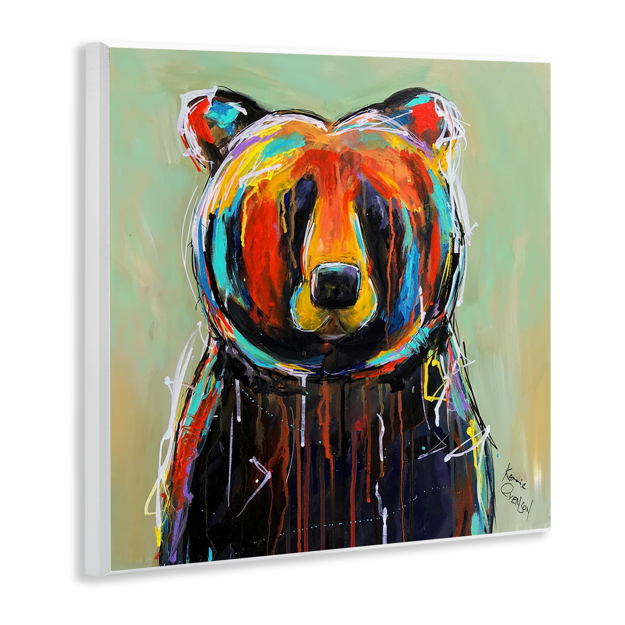 Stupell Industries Abstract Painted Black Bear Wall Plaque  12 x 12  Multi-Color