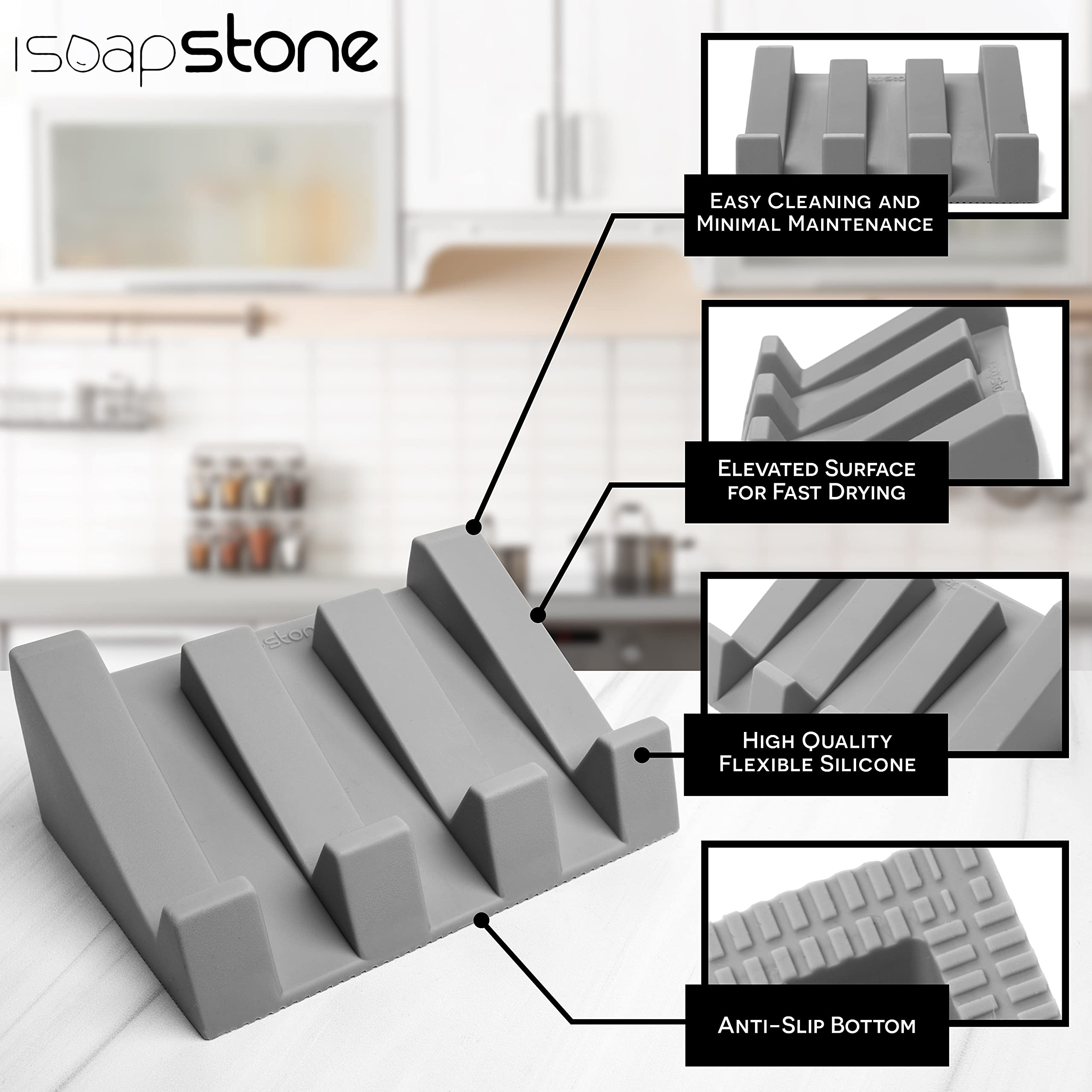 Isoapstone Silicone Soap Dish Self Draining Shower Waterfall Bar Holder Tray With Drain Saver For Kitchen Bathroom Accessories S