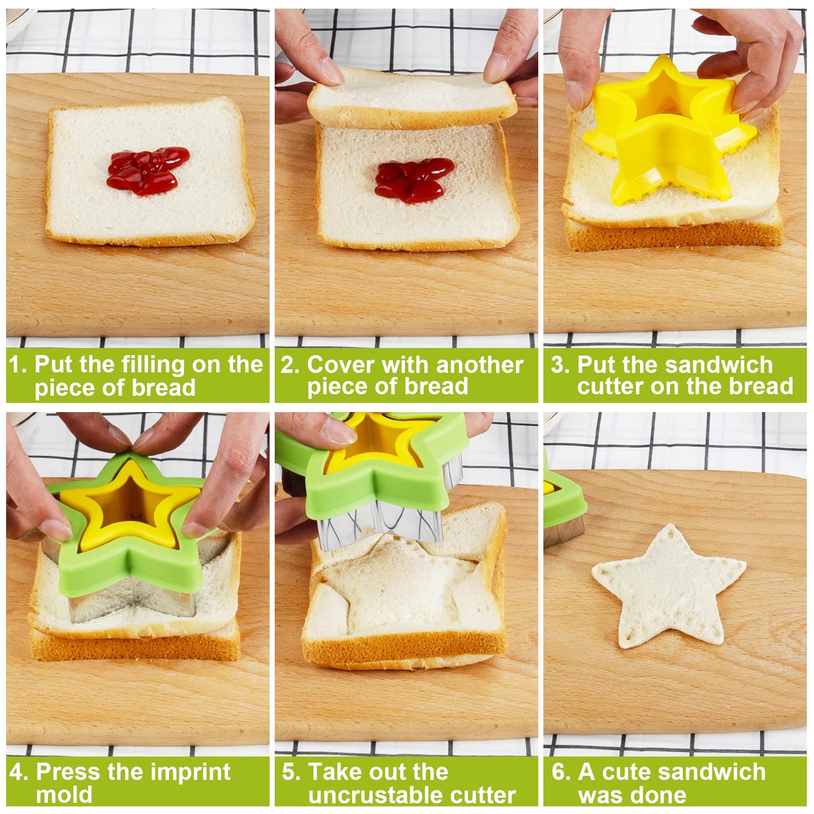 Taounoa Sandwich Cutter Set 34Pcs, 6Pcs Sandwich Cutter And Sealer And 18Pcs Fruit Cutters Shapes For Kids With 10Pcs Cute Anima