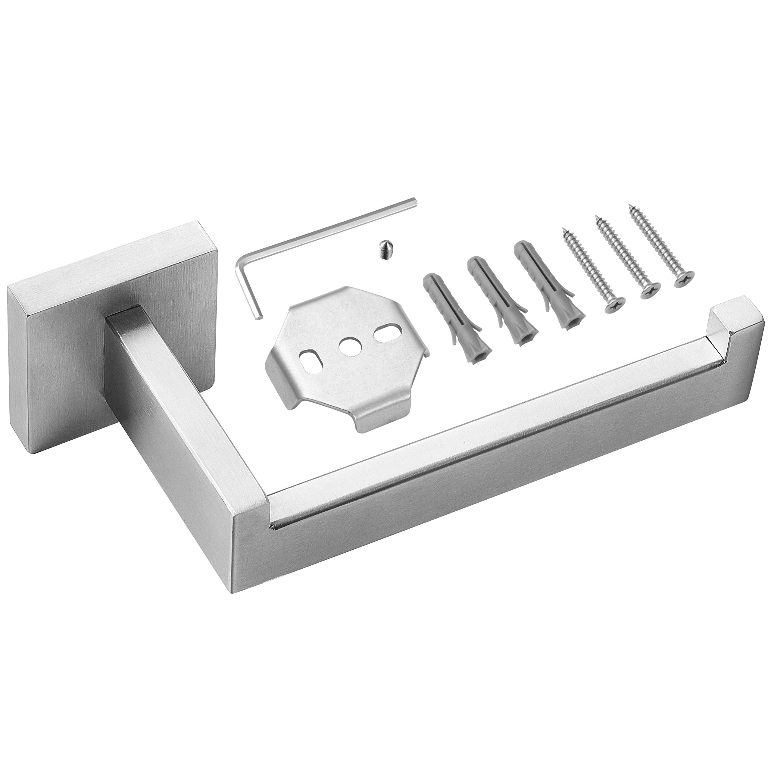 HITSLAM Brushed Nickel Toilet Paper Holder Wall Mount Square Silver 304 Stainless Steel Toilet Paper Roll Holder for Bathroom Rustproof