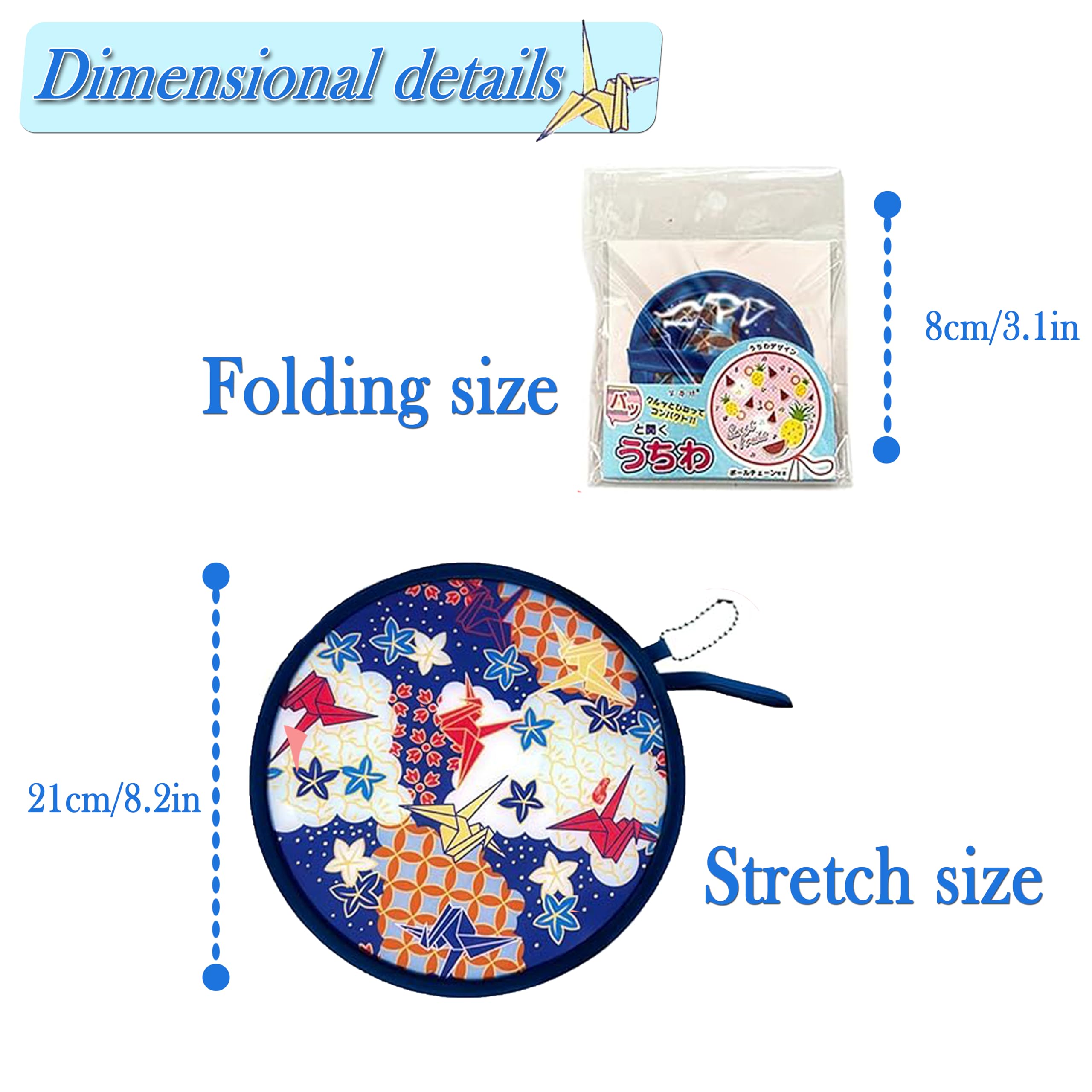 Salutto Round Foldable Hand Fan Japanese Folding Fan Round For Women Daily Use Festival Wedding Party Favors Outdoor Games Party