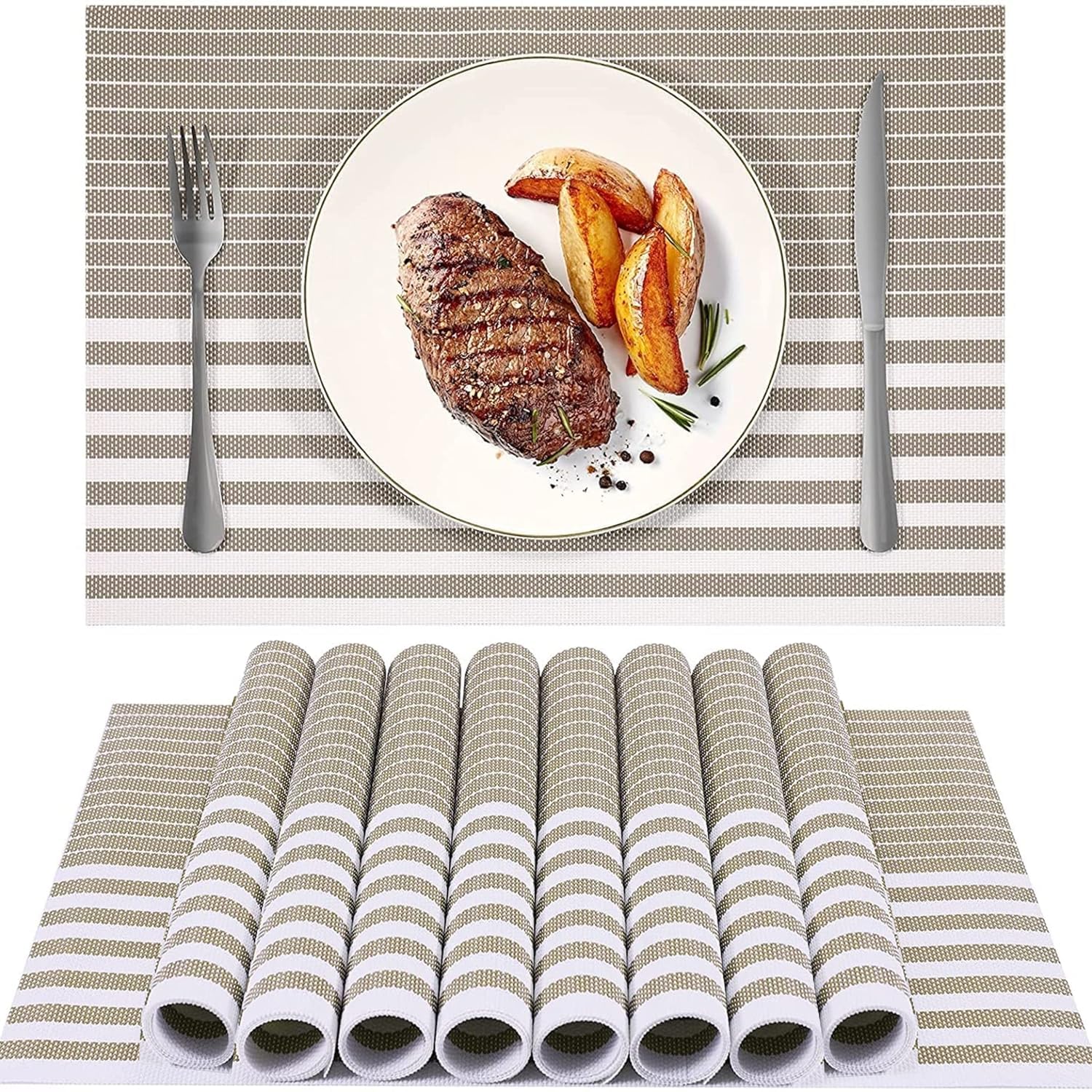 Placemats Dining Table Place Mats Placemats Set of 8 Table Mat PVC Material NonSlip Heat Resistant Dining Tablemates Washable A