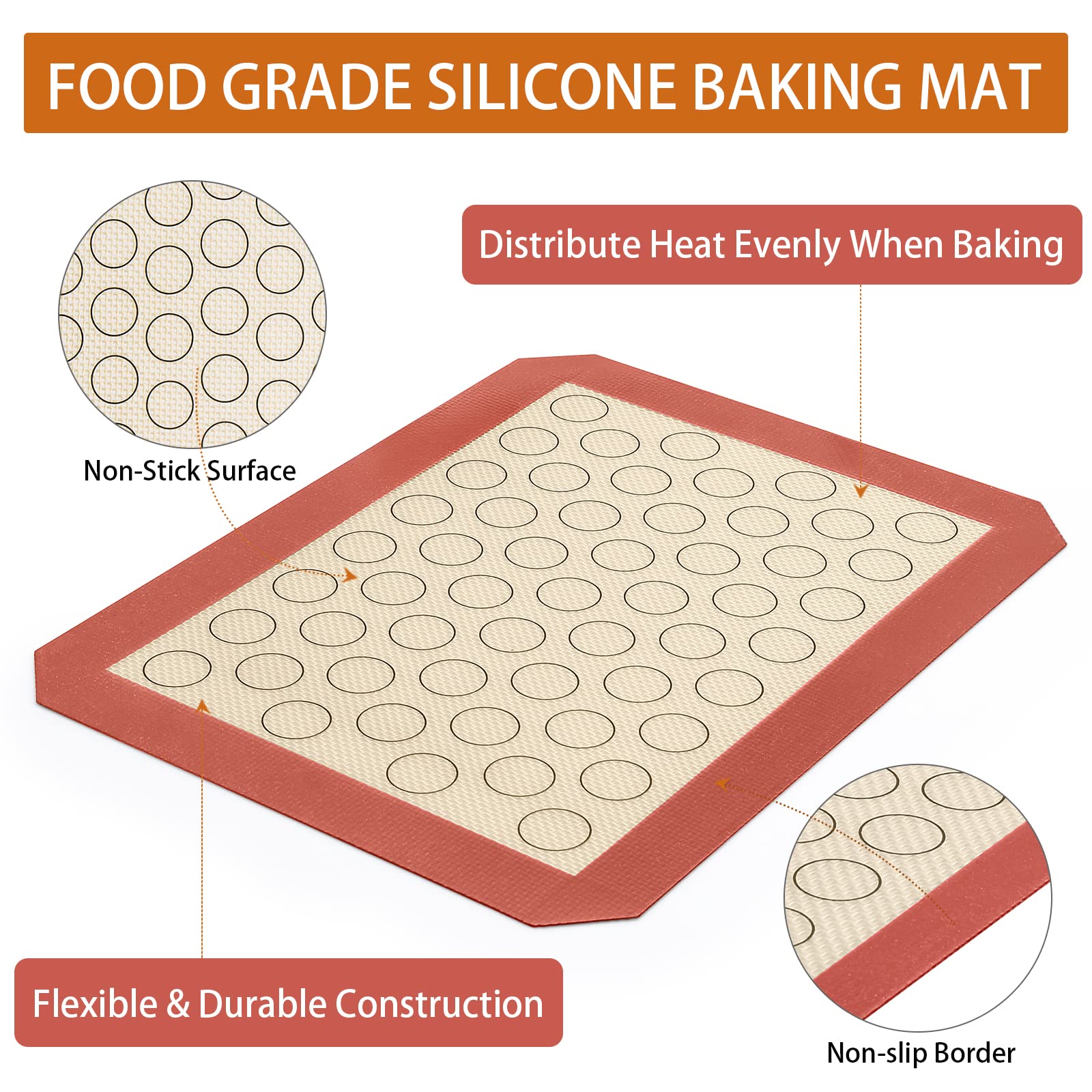 Baking Sheet With Silicone Mat Set Of 4 [2 Sheets + 2 Mats], Deedro Stainless Steel Cookie Sheet Baking Pan With Silicone Baking
