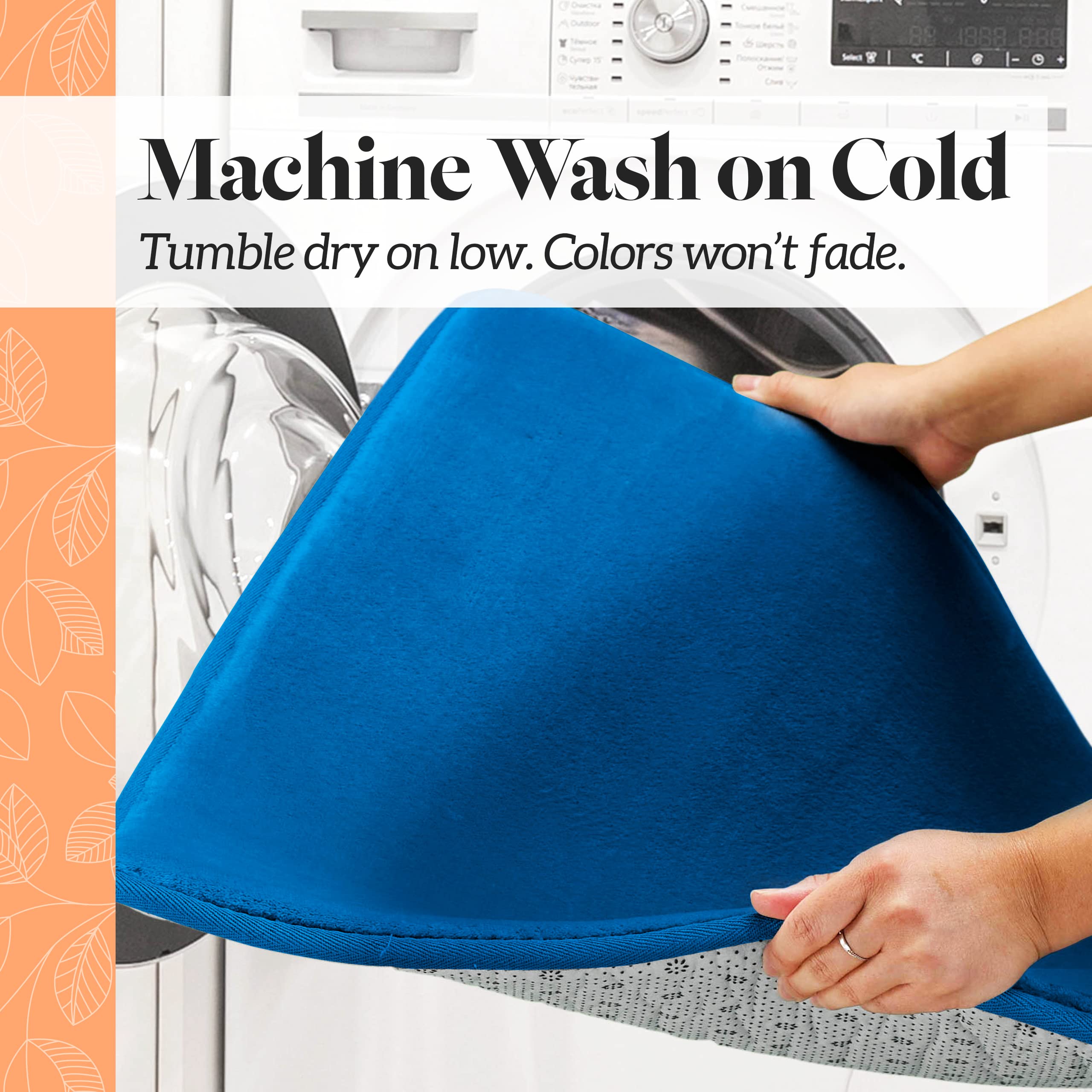 Genteele Bath Mats for Bathroom Non Slip - Royal Blue 17 '' x 24 '' Memory Foam Bathroom Rugs - Quick Dry Bath Mat