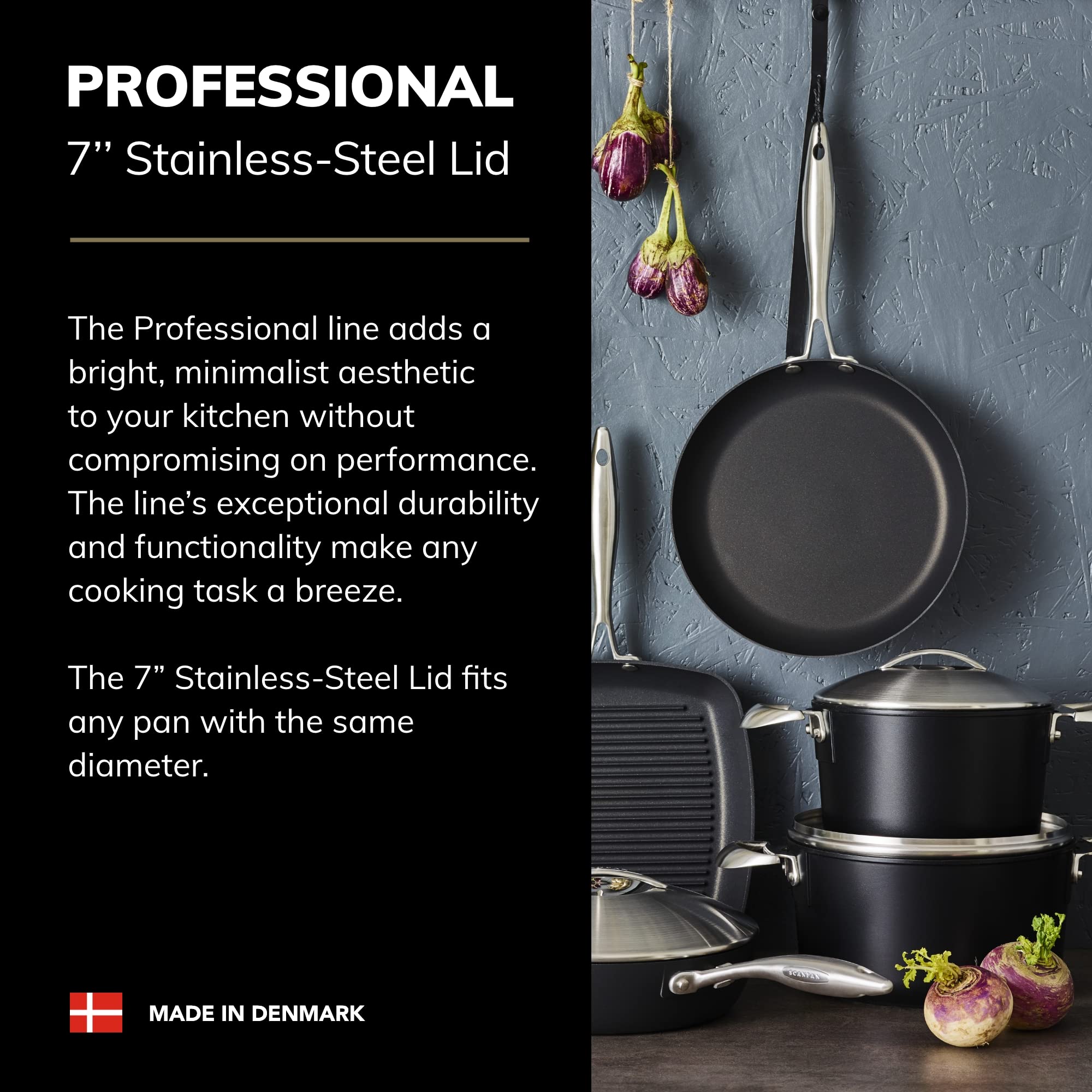 Scanpan Professional 7    Stainless-Steel Lid - Fits Any Pan With Same Diameter - Dishwasher & Oven Safe