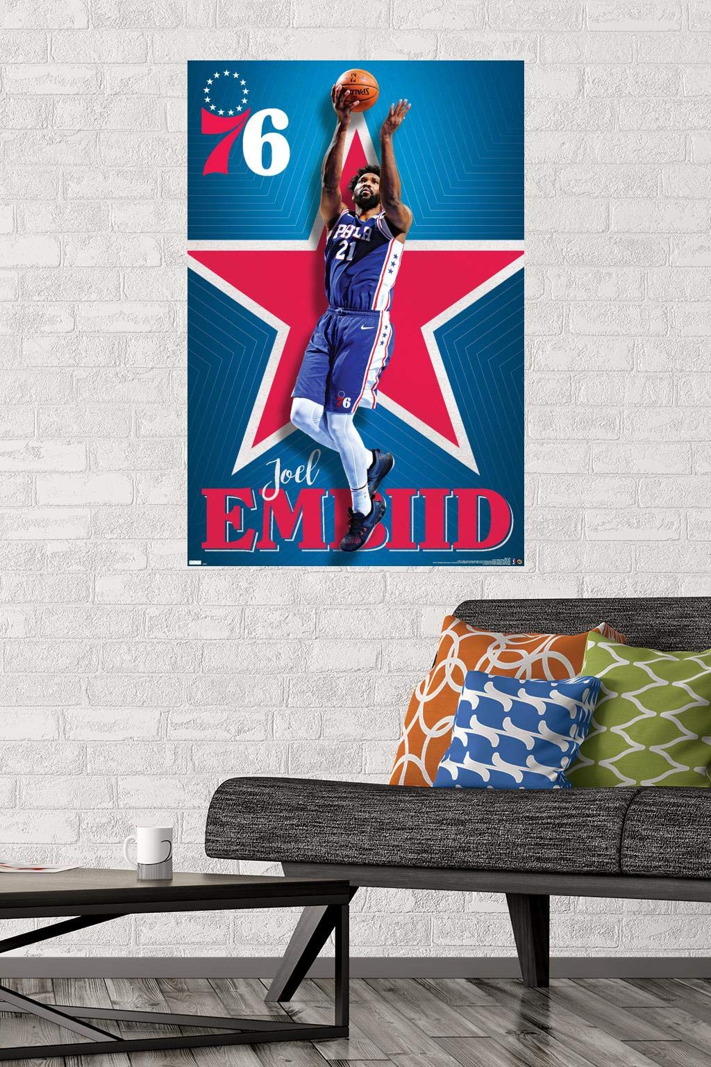 Trends International Nba Philadelphia 76Ers - Joel Embiid 20 Wall Poster, 22.37'' X 34.00'', Premium Unframed Version