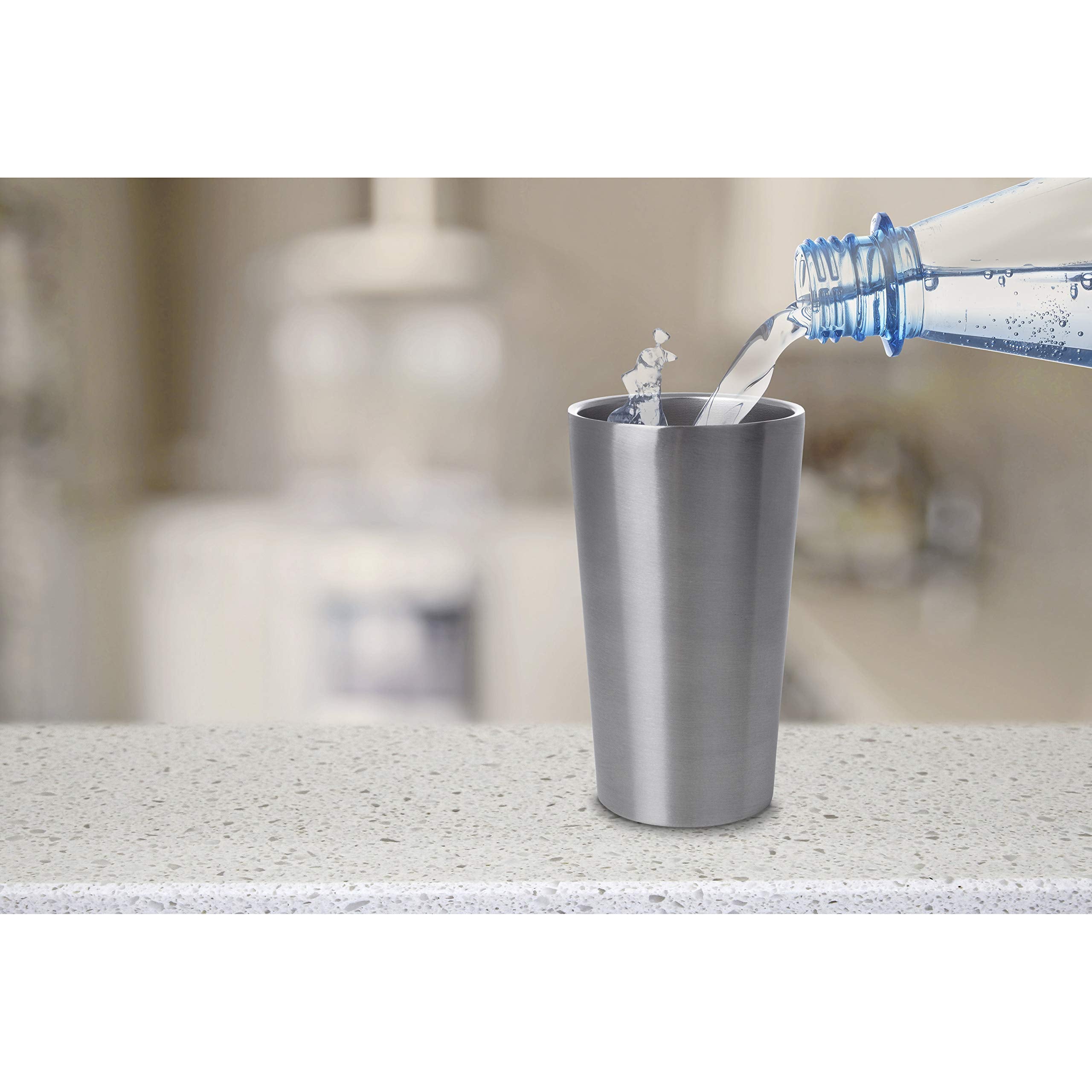 Maxam Kitchen Utensil 4 Piece Double Wall Stainless Steel Tumbler Set, 13 Oz, Silver