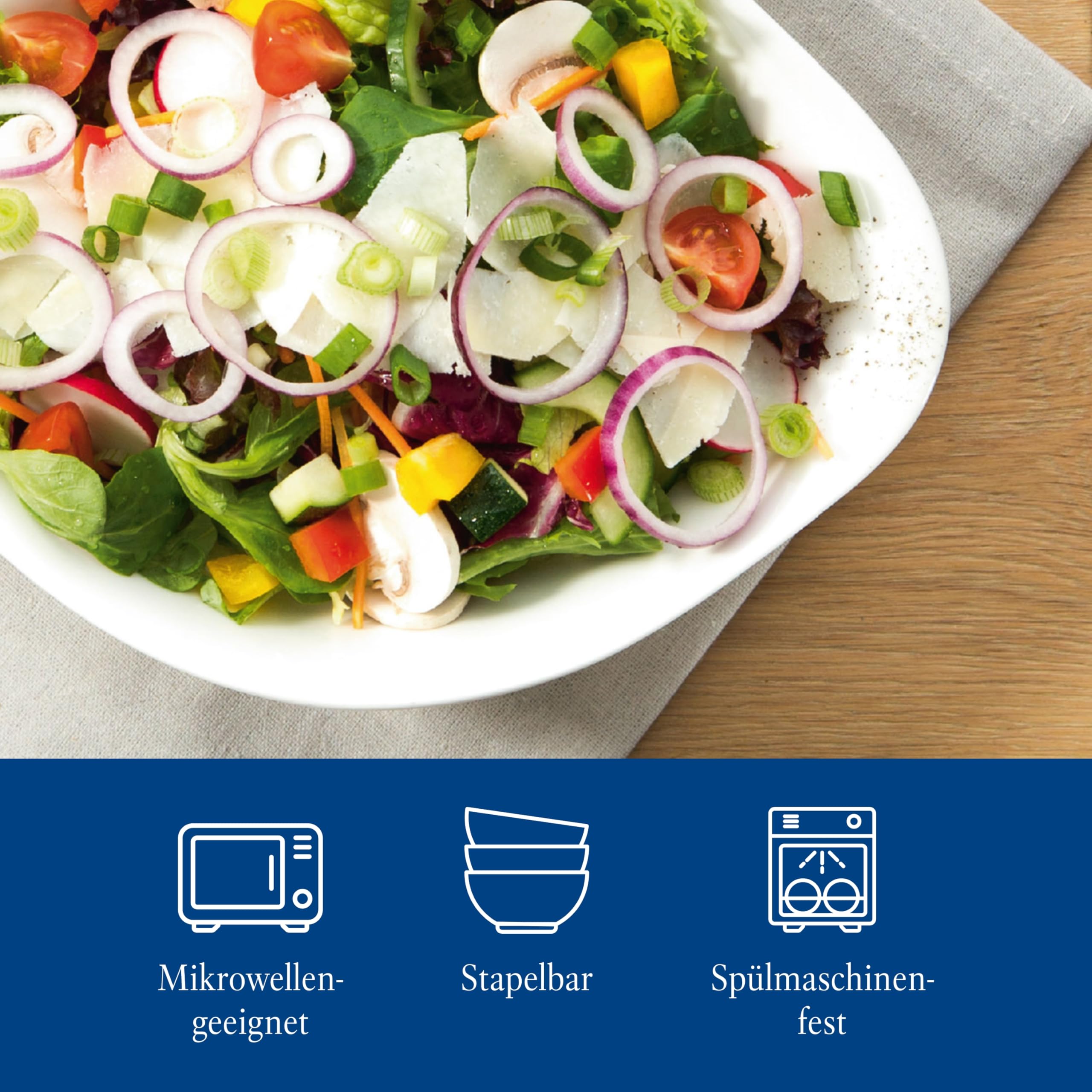 Villeroy & Boch Dune Vapiano Salad Bowl, 2 Pieces, Premium Porcelain, White