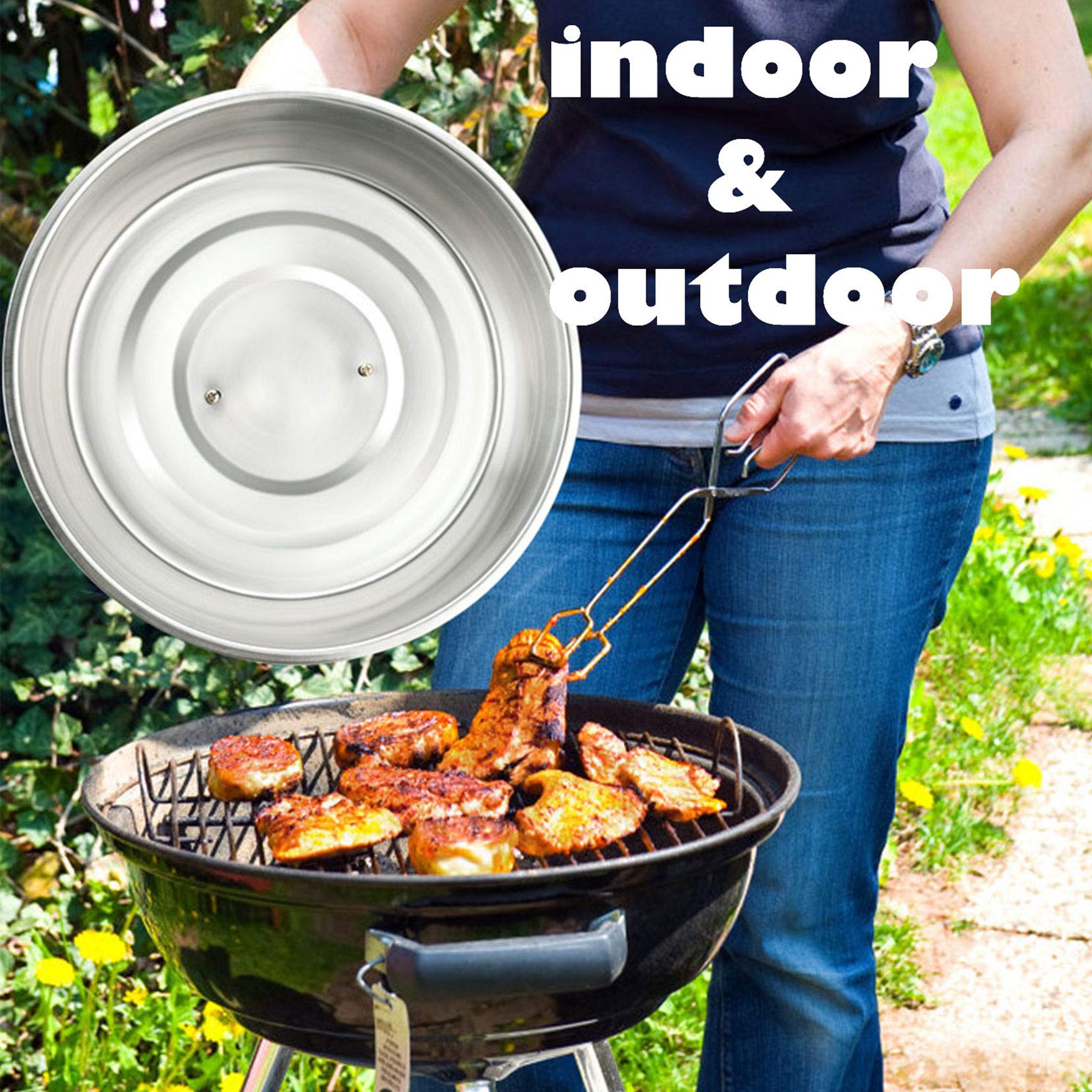 Cheese Melting Dome Set of 2  Leonyo 12'' Metal Steam Basting Cover for Griddle Grill  Stainless Steel Griddle Accessories for BBQ Flat Top Kitchen Cooking Hamburger  Dishwasher Safe  Heat Proof Handle