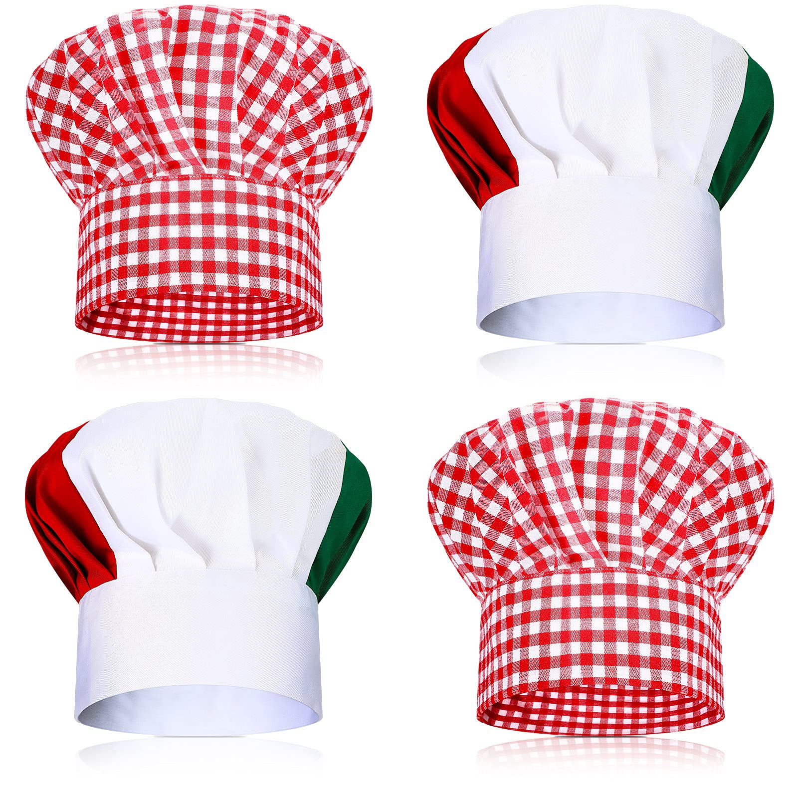 Foaincore Italian Themed Party Decorations 4 Pieces Italian Style Chef'S Hat Dinner Decor Red White And Green Mushroom Hat Gingh