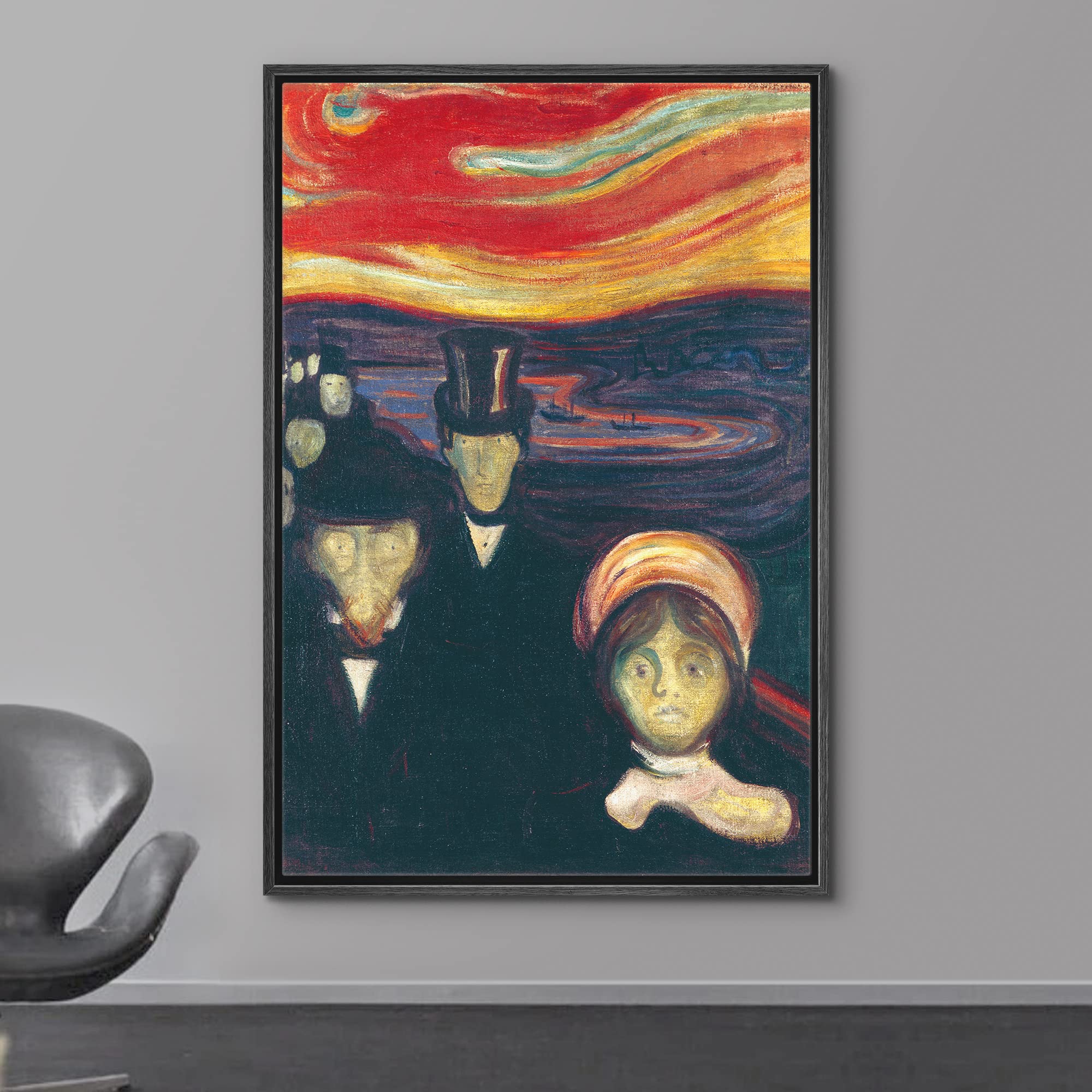 Wall26 Framed Canvas Print Wall Art Anxiety By Edvard Munch People Historic Illustrations Fine Art Traditional Scenic Colorful D
