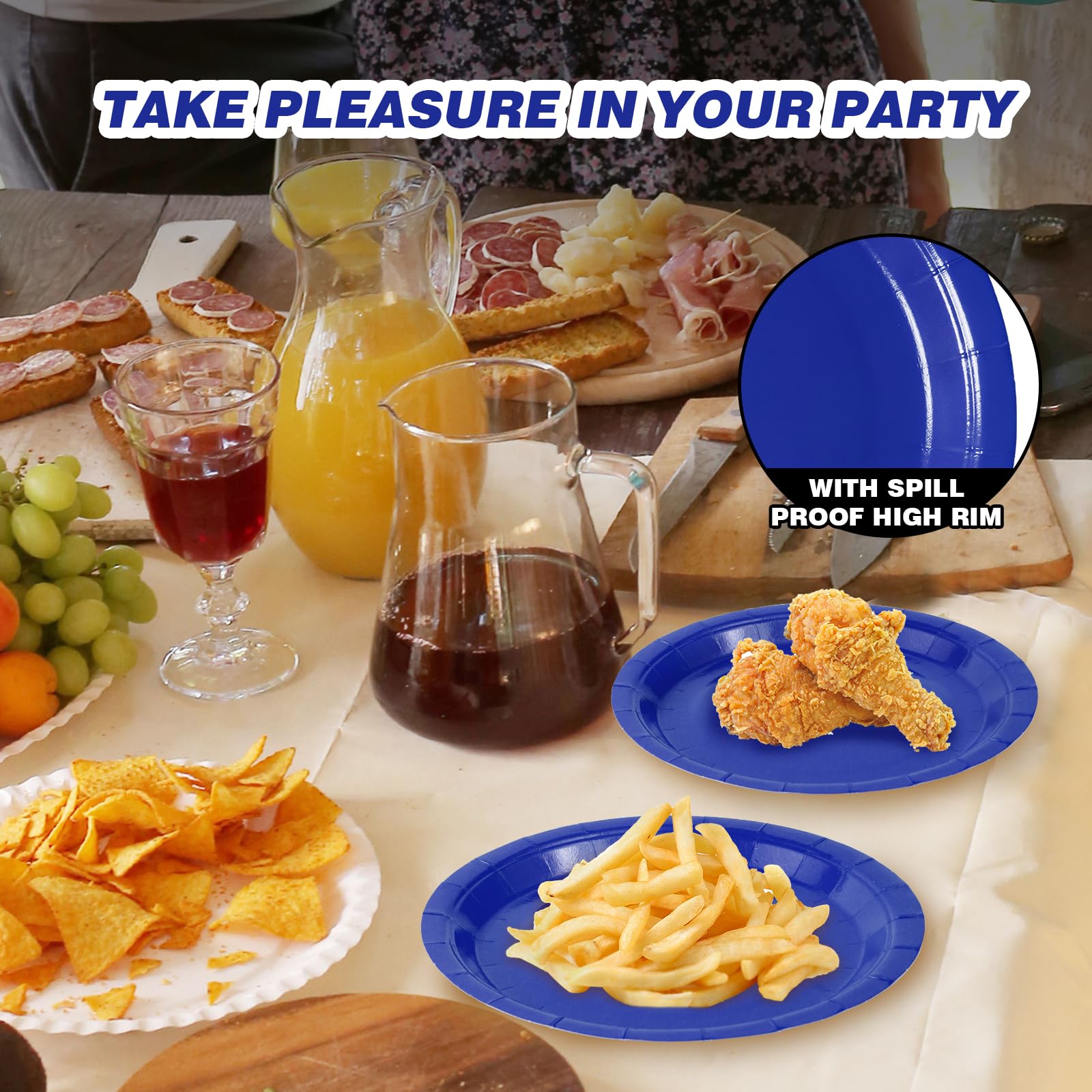 Tyzarglef Disposable Paper Plates Royal Blue, 50 Count 7    Dessert Cake Plates Bulk For Party Supplies, Colored And Sturdy Part