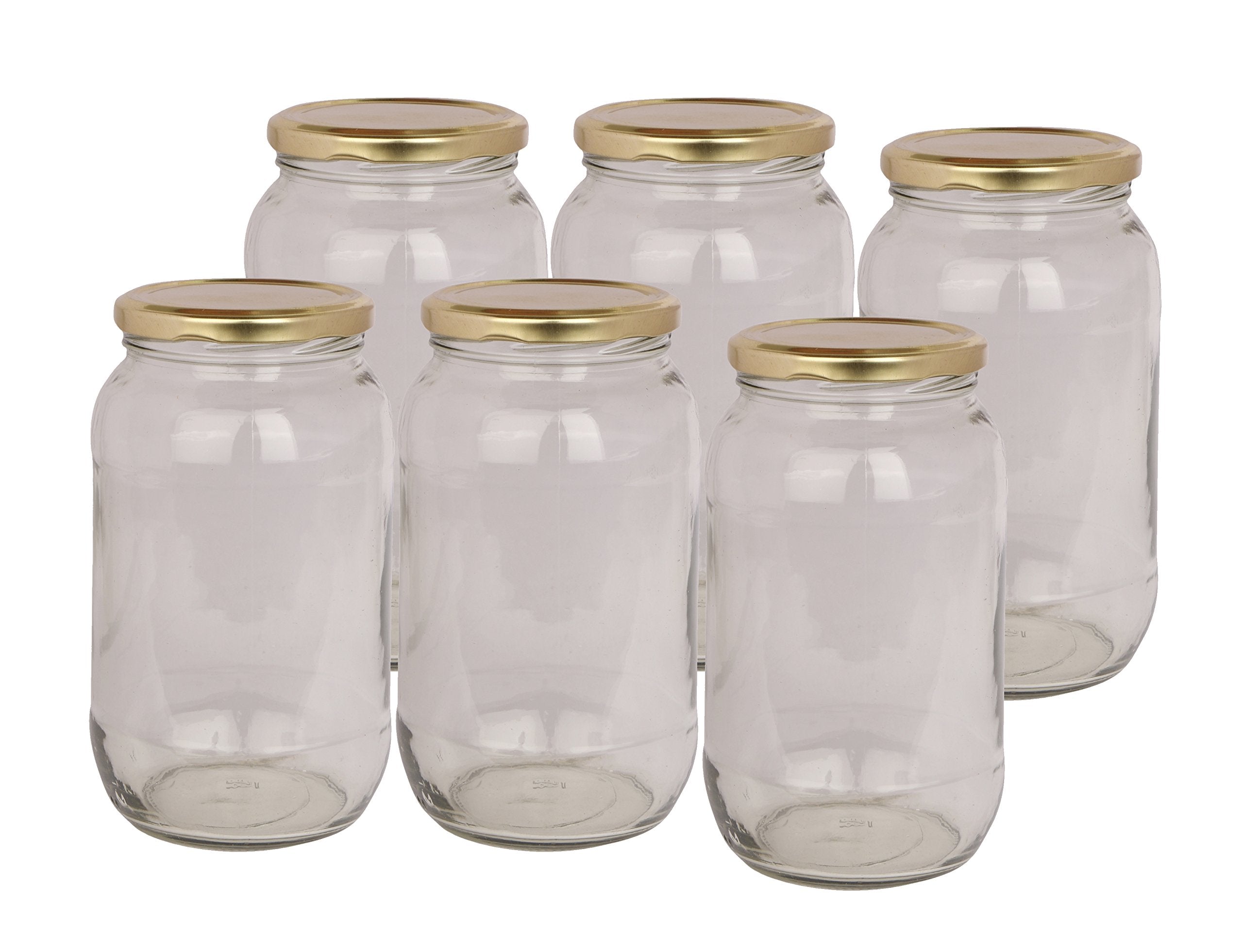 Pure Source India Glass Jar Container, With Air Tight Lid, Suitable For Kitchen Stuff, Capacity1 Ltr, (12 Pcs Pack)