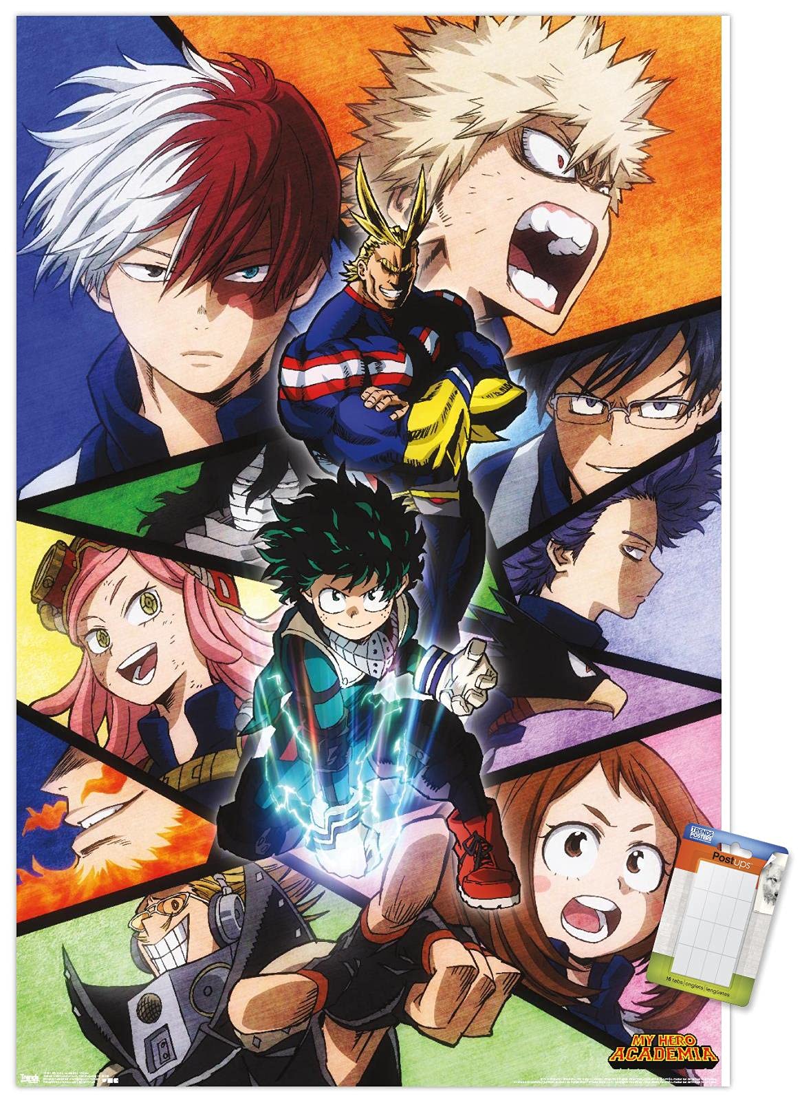 Trends International My Hero Academia - Faces Wall Poster, 22.375'' X 34'', Premium Poster & Mount Bundle