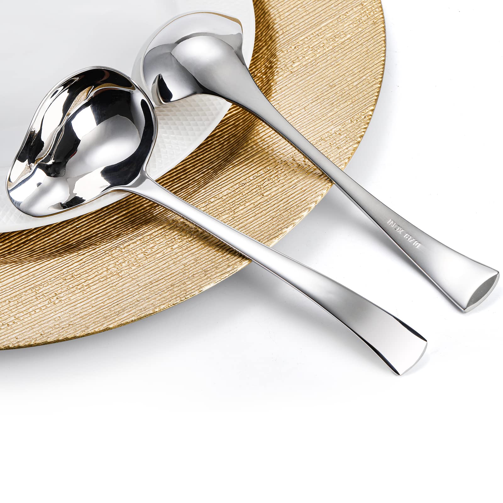 Yarlung Set of 2 Gravy Spoon Small Ladle 7 Inch Sauce Drizzle Spoon with Spout  18/10 Stainless Steel Mini Soup Ladle Kitchen Utensils Table Serving