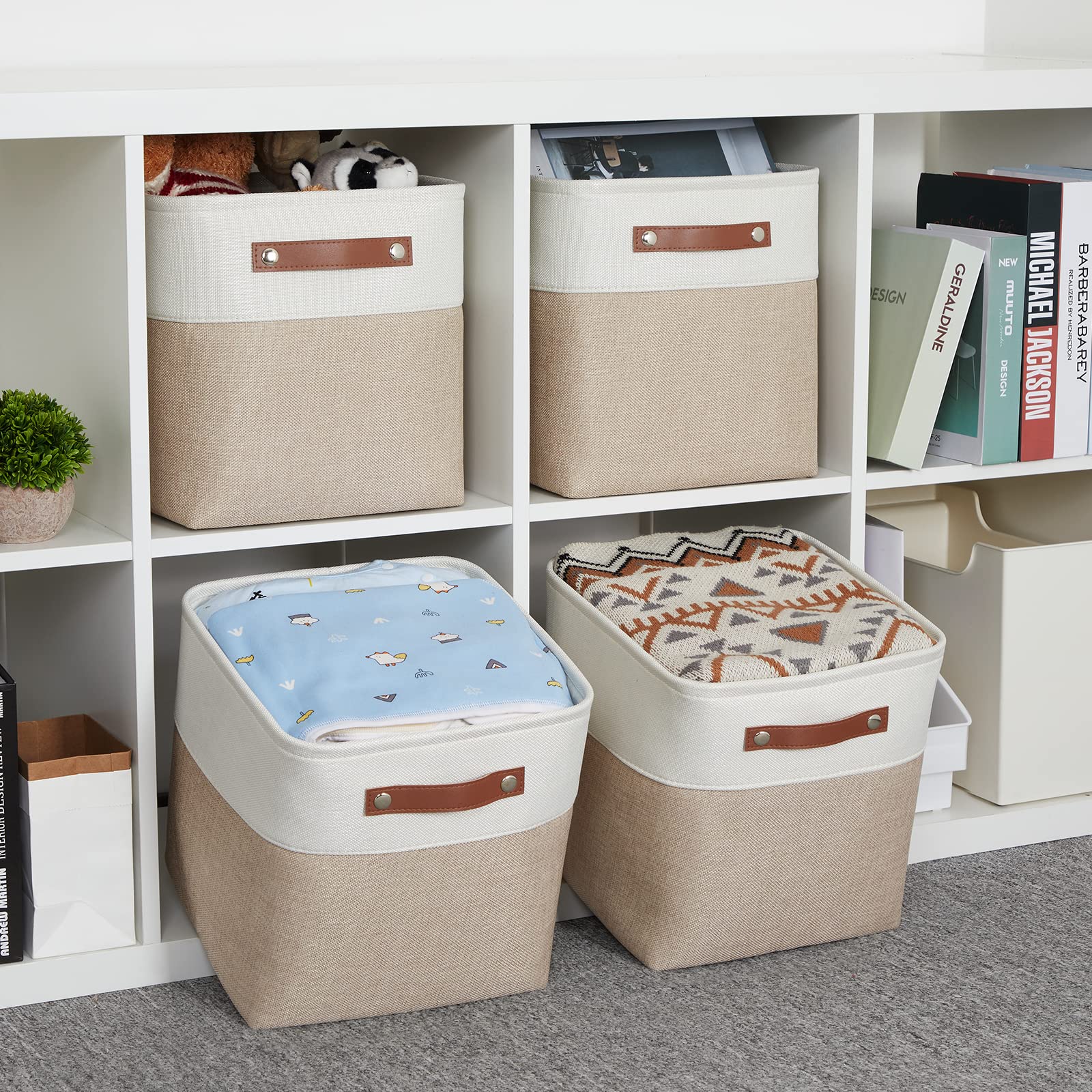 Hnzige Foldable Storage Cubes Baskets For Organizing Set Of 4, Fabric Cube Storage Bins 11 X11, Collapsible Storage Basket Bins