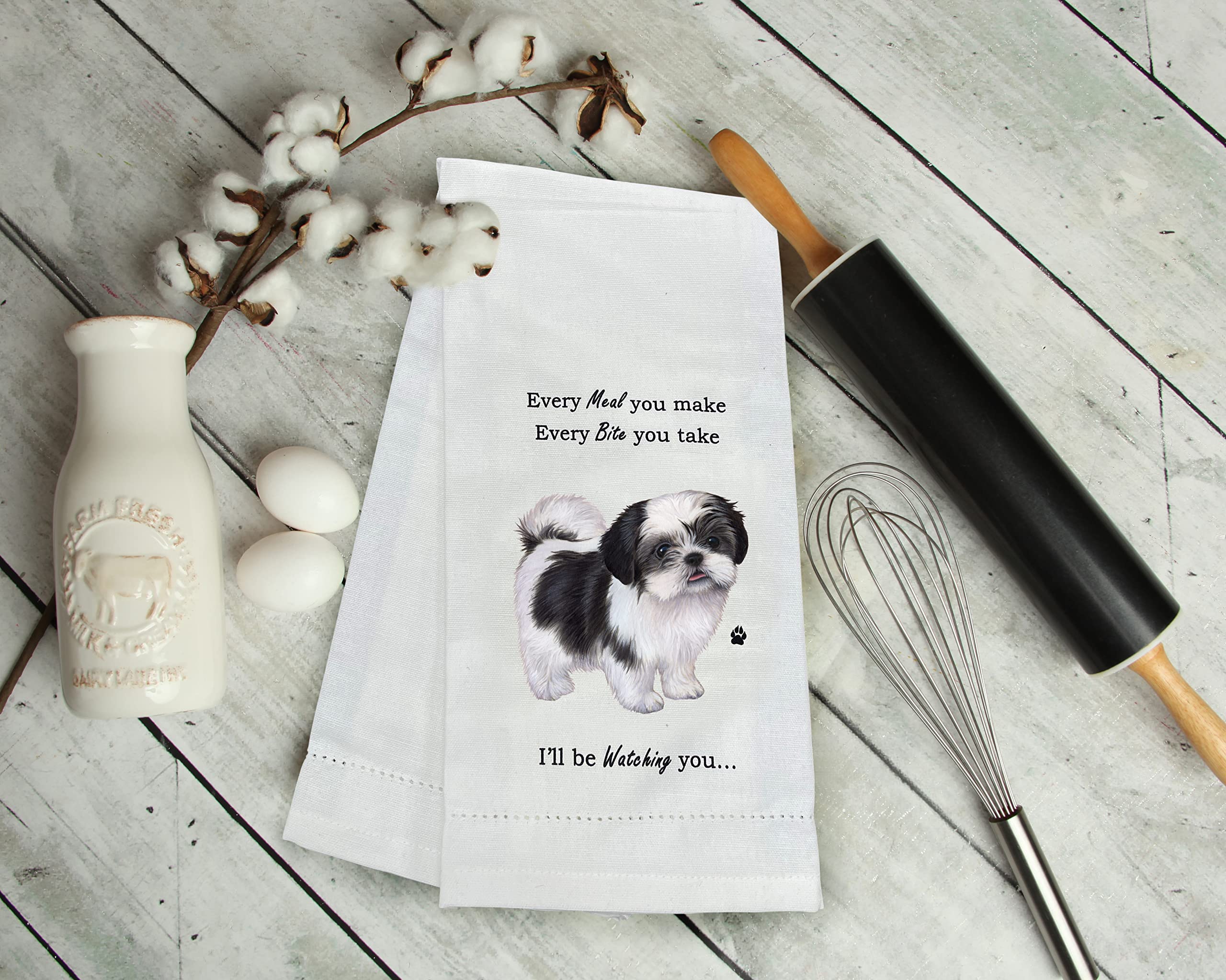 Black Shih Tzu Kitchen Towel - Soft Highly Absorbent - Black Shih Tzu Gifts - Dish Towels For Washing Dishes - Tea Towels - Reus