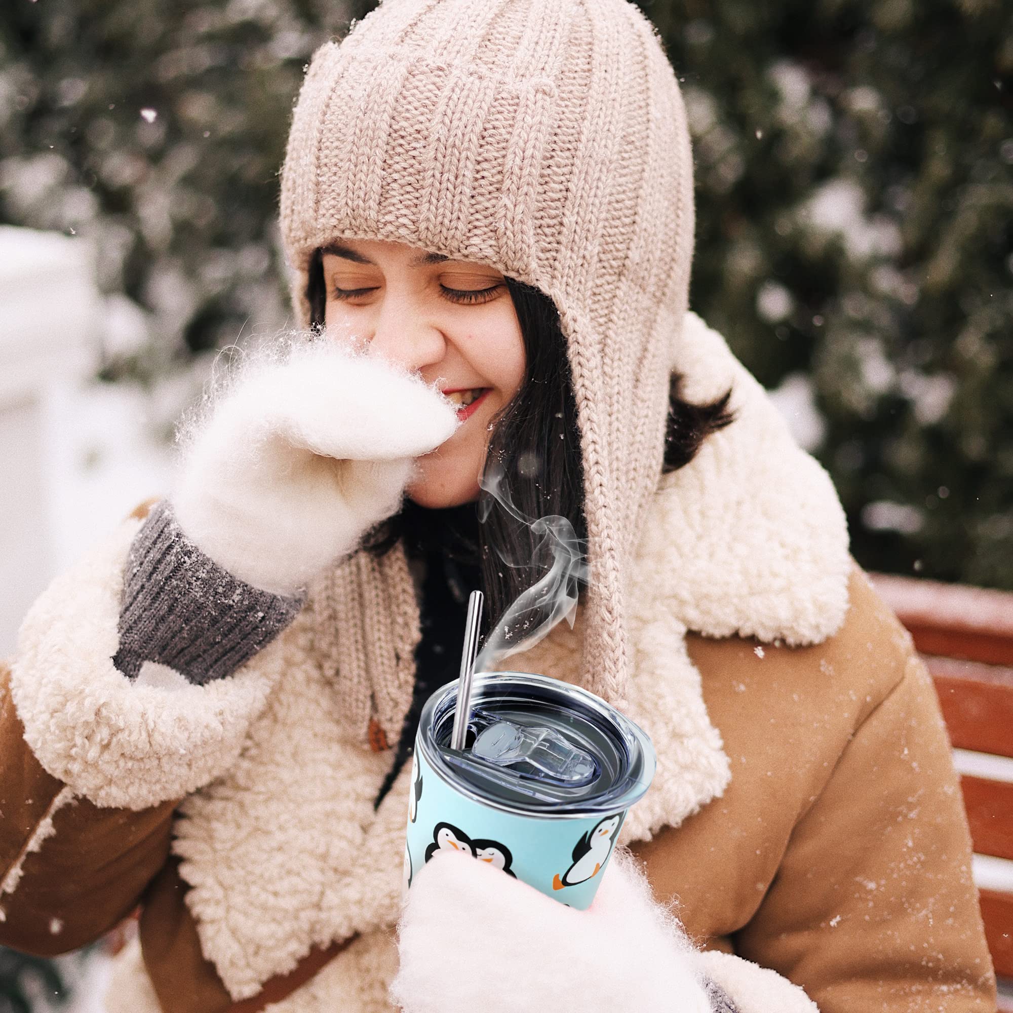 Penguin Tumbler With Straw - Cute Penguin Gifts In Blue, 20 Oz - Thermal Insulated, Perfect For Coffee Or Water - Birthday Gift