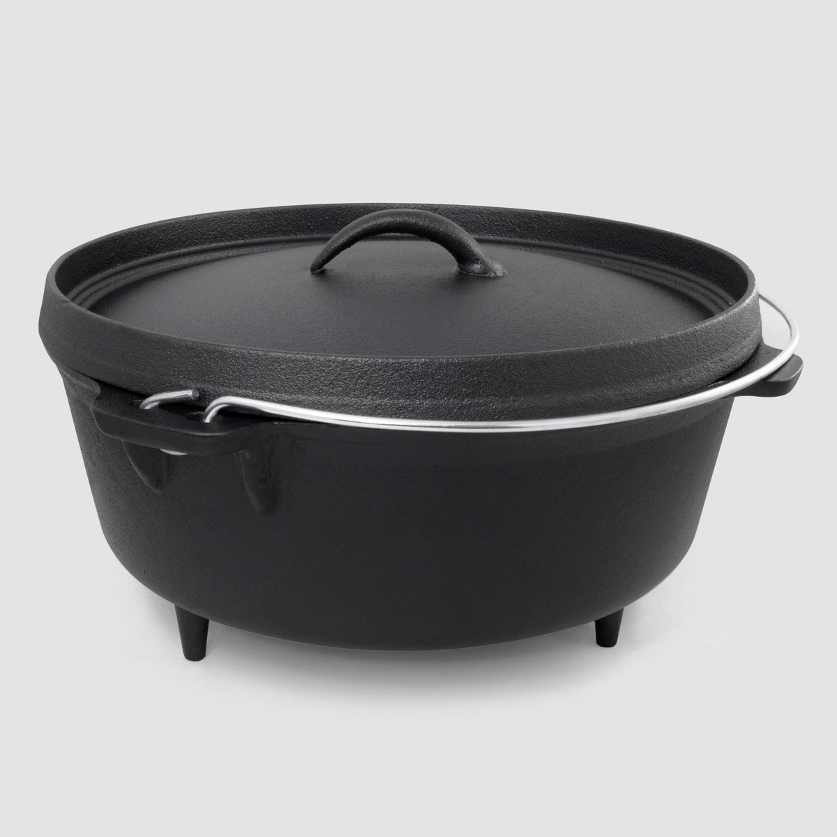 Excelsteel W/Handle & Leg Base, Oil Seasoned Cooking Pot Perfect For Outdoor Kitchen Camping Dutch Oven Camper 6 Qt Cast Iron, B
