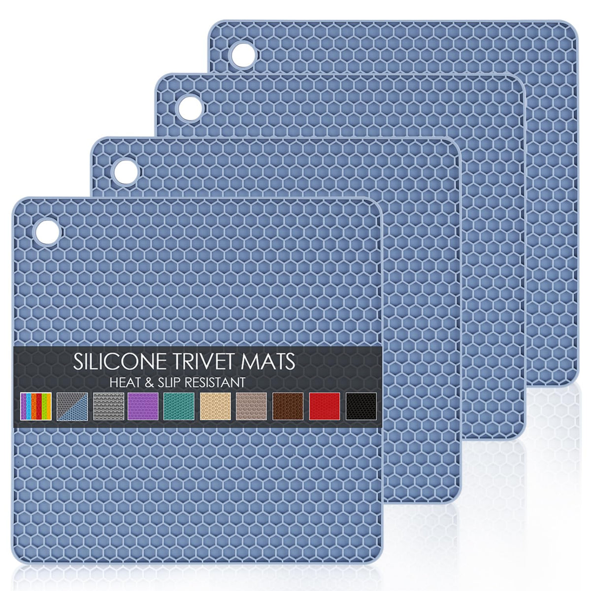 4 Pack Silicone Trivet Mat, Silicone Trivets For Hot Pots And Pans, Non-Slip & Heat Resistant Silicone Hot Pad For Kitchen Count