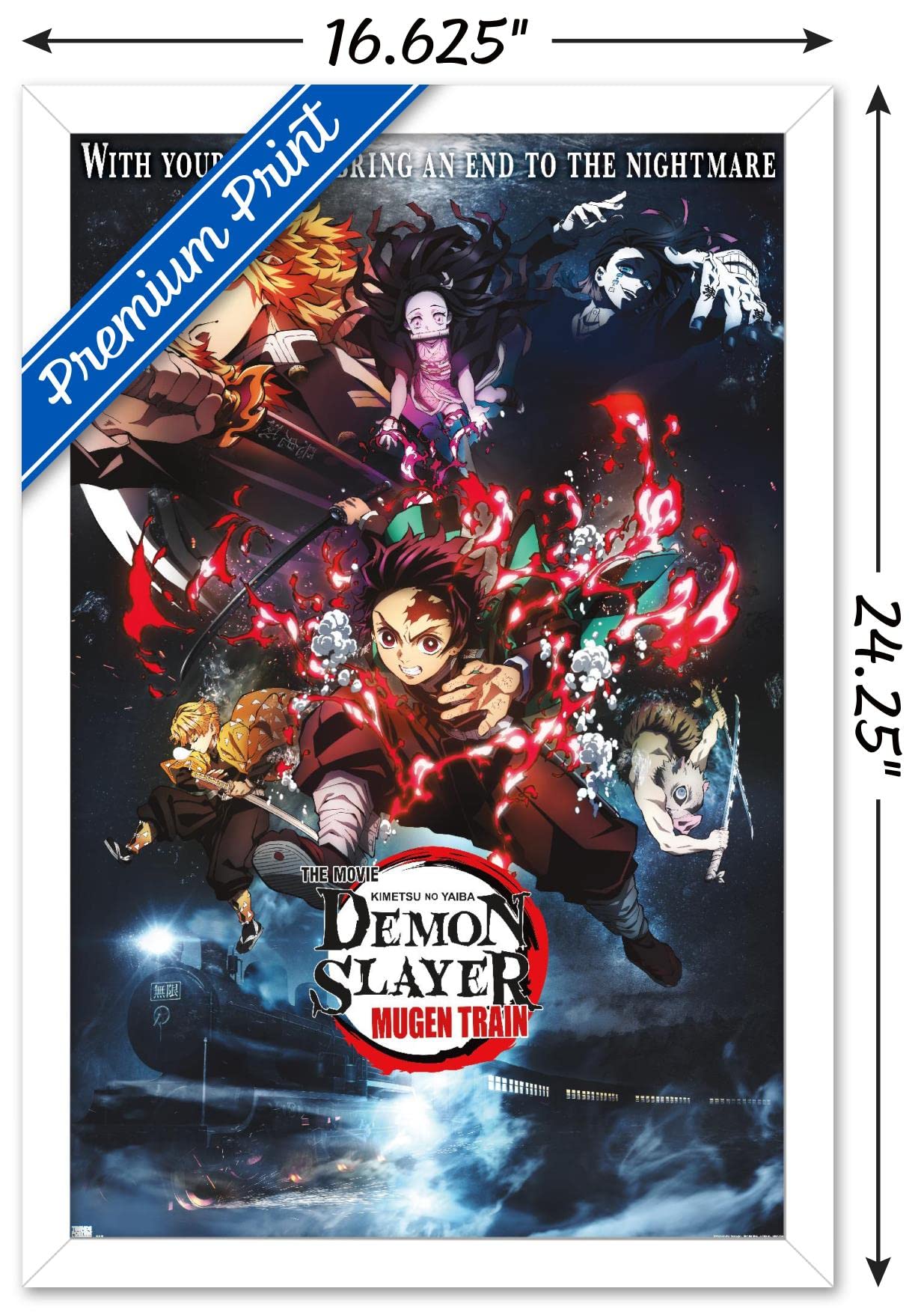 Trends International Demon Slayer: Mugen Train - Collage One Sheet Wall Poster, 14.725'' X 22.375'', White Framed Version