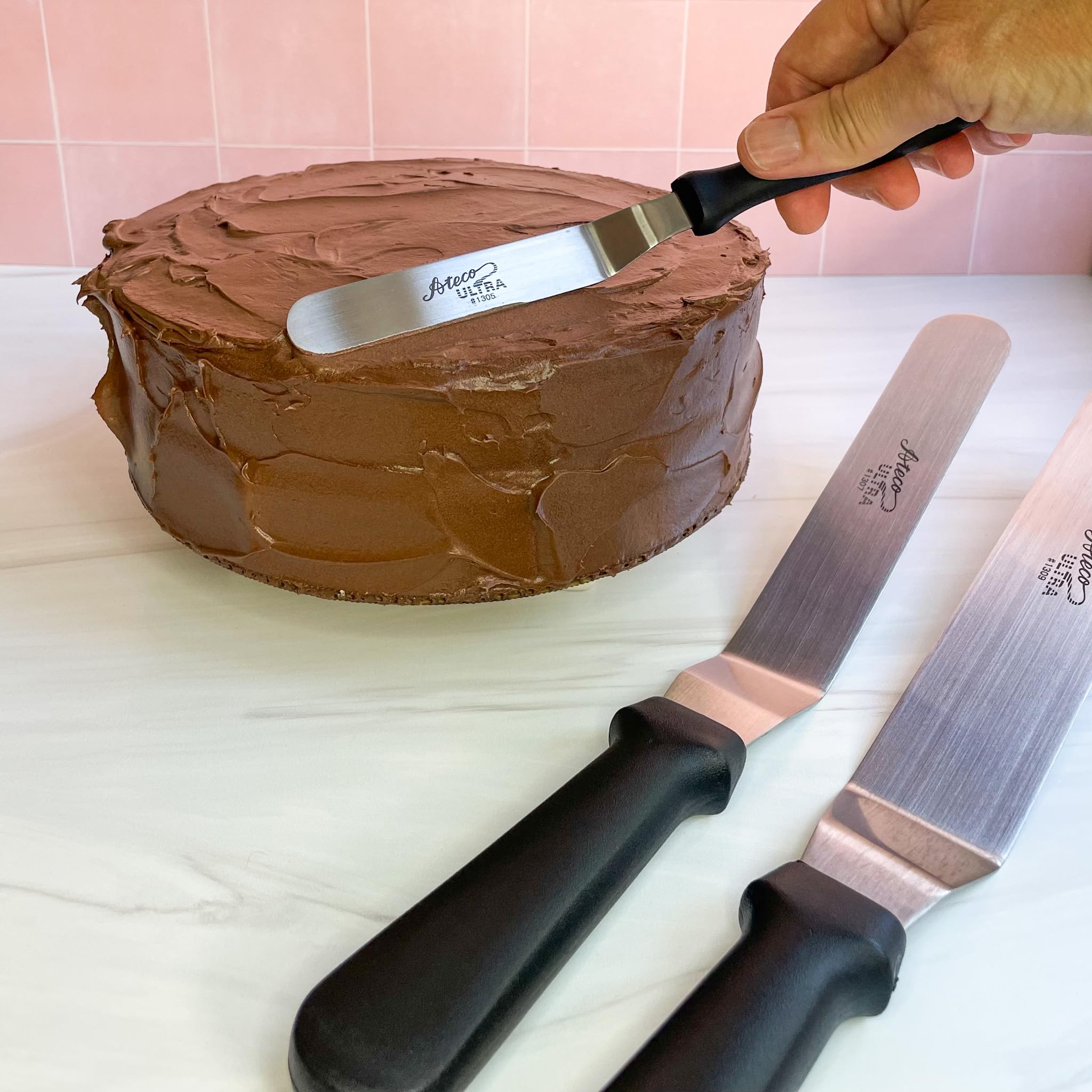 Ateco Ultra Offset Spatula 3 Piece Set; 1305 - 4.25 Inch, 1307 - 7.75 Inch, And 1309 - 9.75 Inch, Stainless Steel Blades