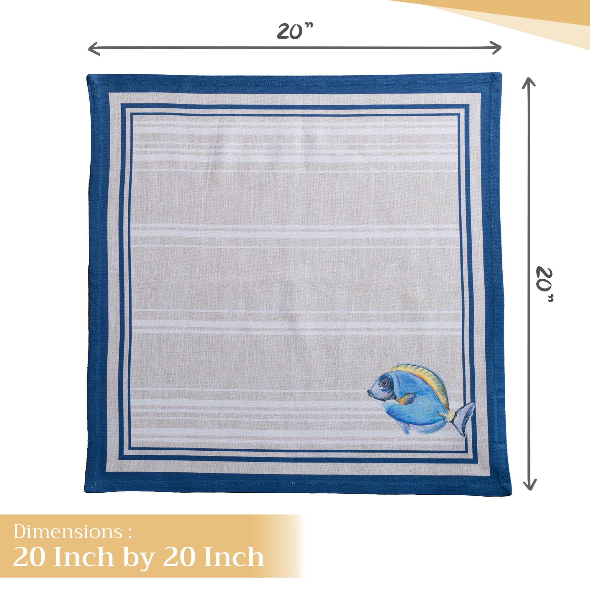 Maison d' Hermine Napkins 100% Cotton Set of 4 Decorative Napkin Washable Cloth Napkins for Gifts  Home  Wedding  Restaurant  Buffet Party & Camping  Poisson - Spring/Summer (20?x20?)