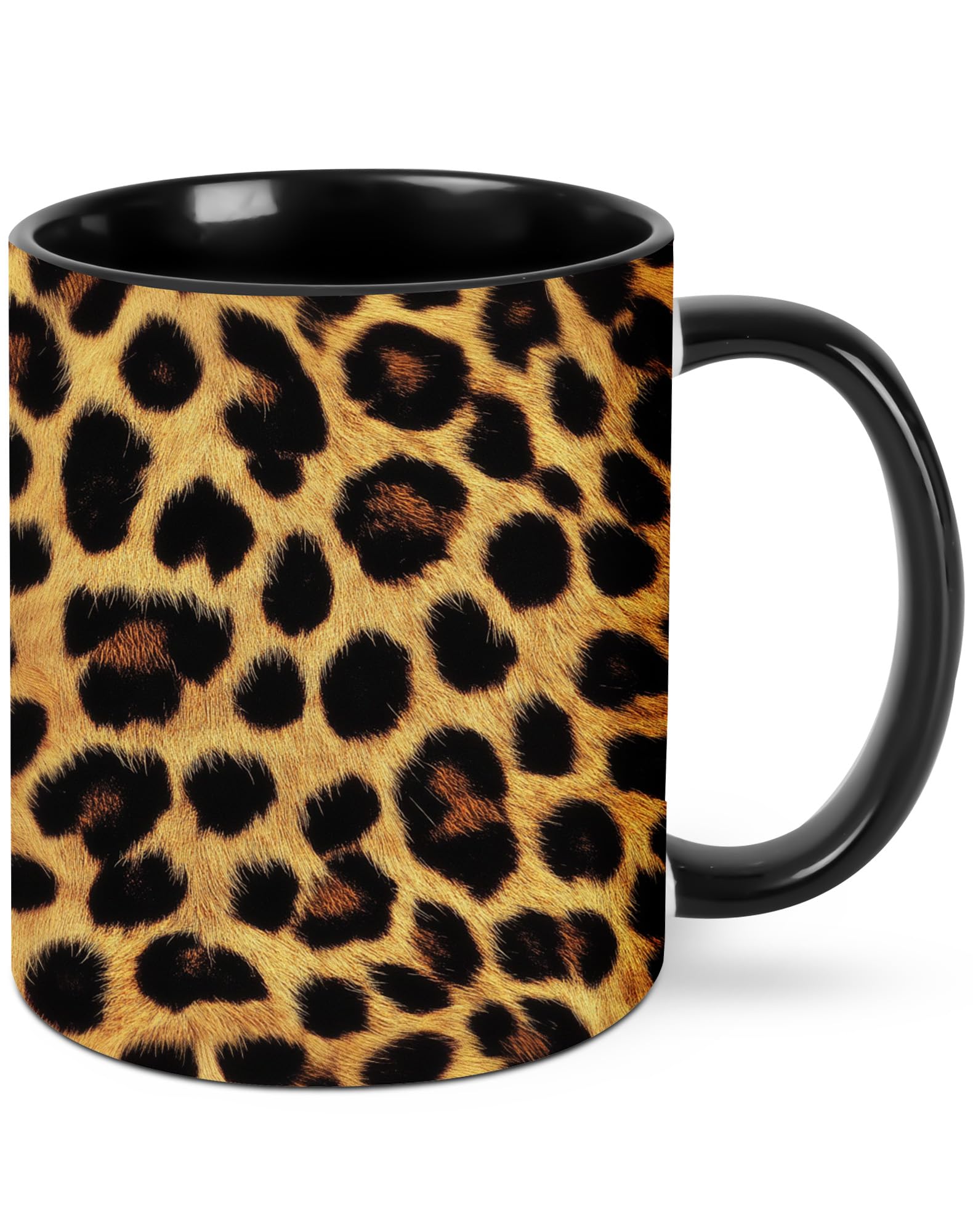 Yrebyou Leopard Print Coffee Mug Ceramic Tea Cup 11oz Novelty Mugs with Handle Presents for Office Work Home