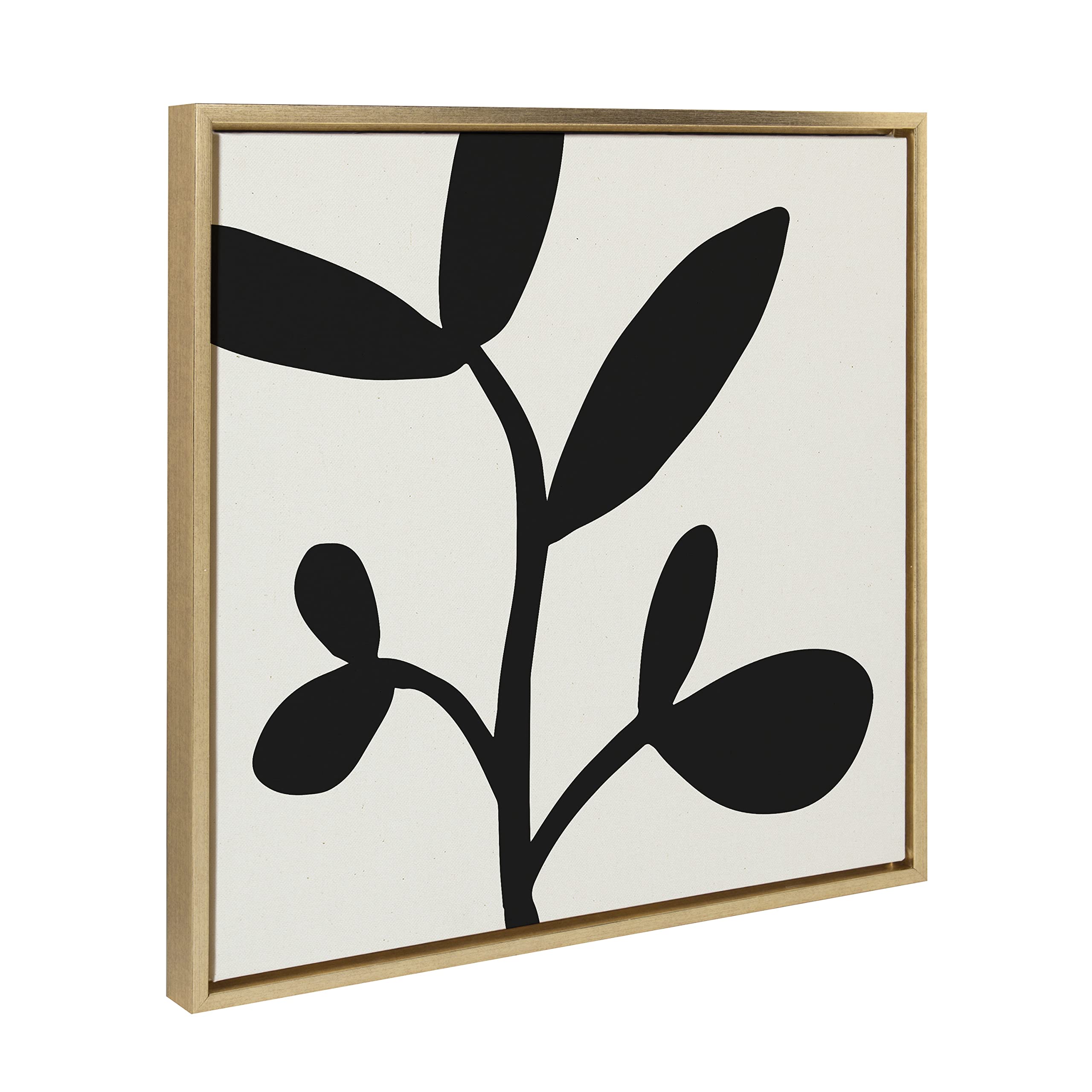 Kate And Laurel Sylvie Modern Botanical Neutral Abstract 2 Framed Canvas Wall Art By The Creative Bunch Studio, 22X22 Gold, Deco